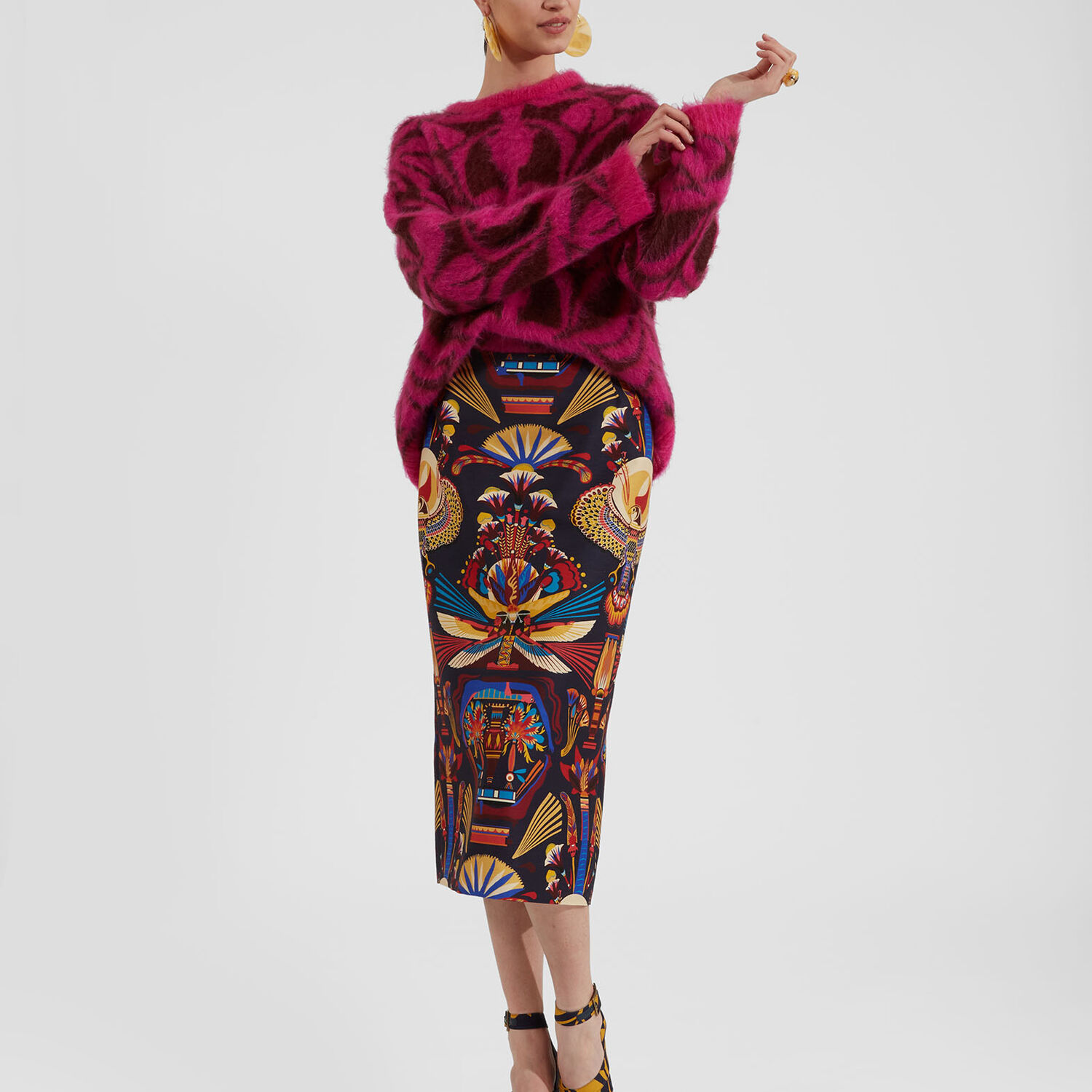 La Doublej Camden Jumper In Fuchsia & Bordeaux