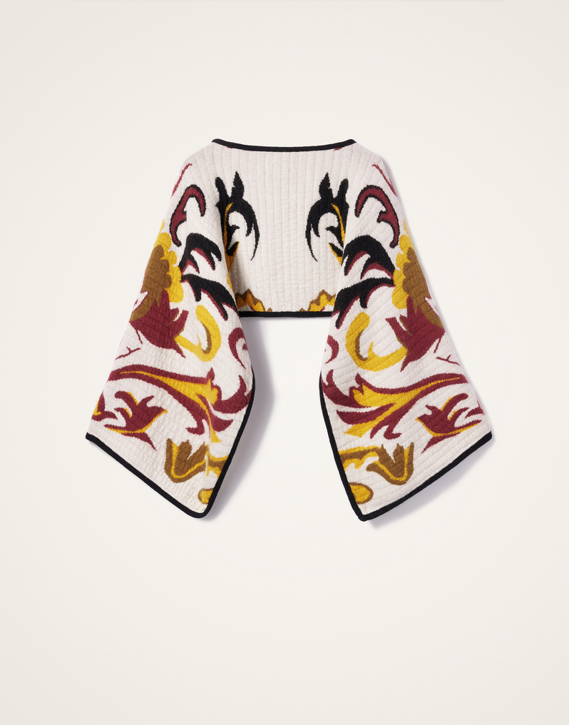 La DoubleJ In My Power Knit Stole La DoubleJ In My Power Knit Stole Multicolor Ivory & Red SCA0082KNI177VA402BR05