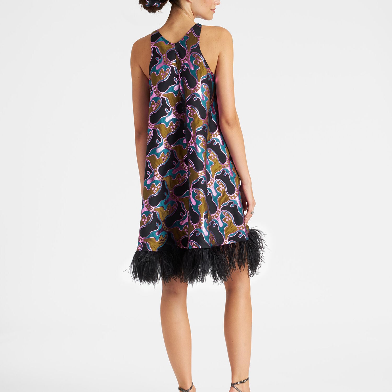  La Doublej Dresses Women - La Fenice Mini Dress Spritz Blue Petrol M 52% Polyester 37% Recycled Polyester 9%metal 2% Ostrich Feathers 