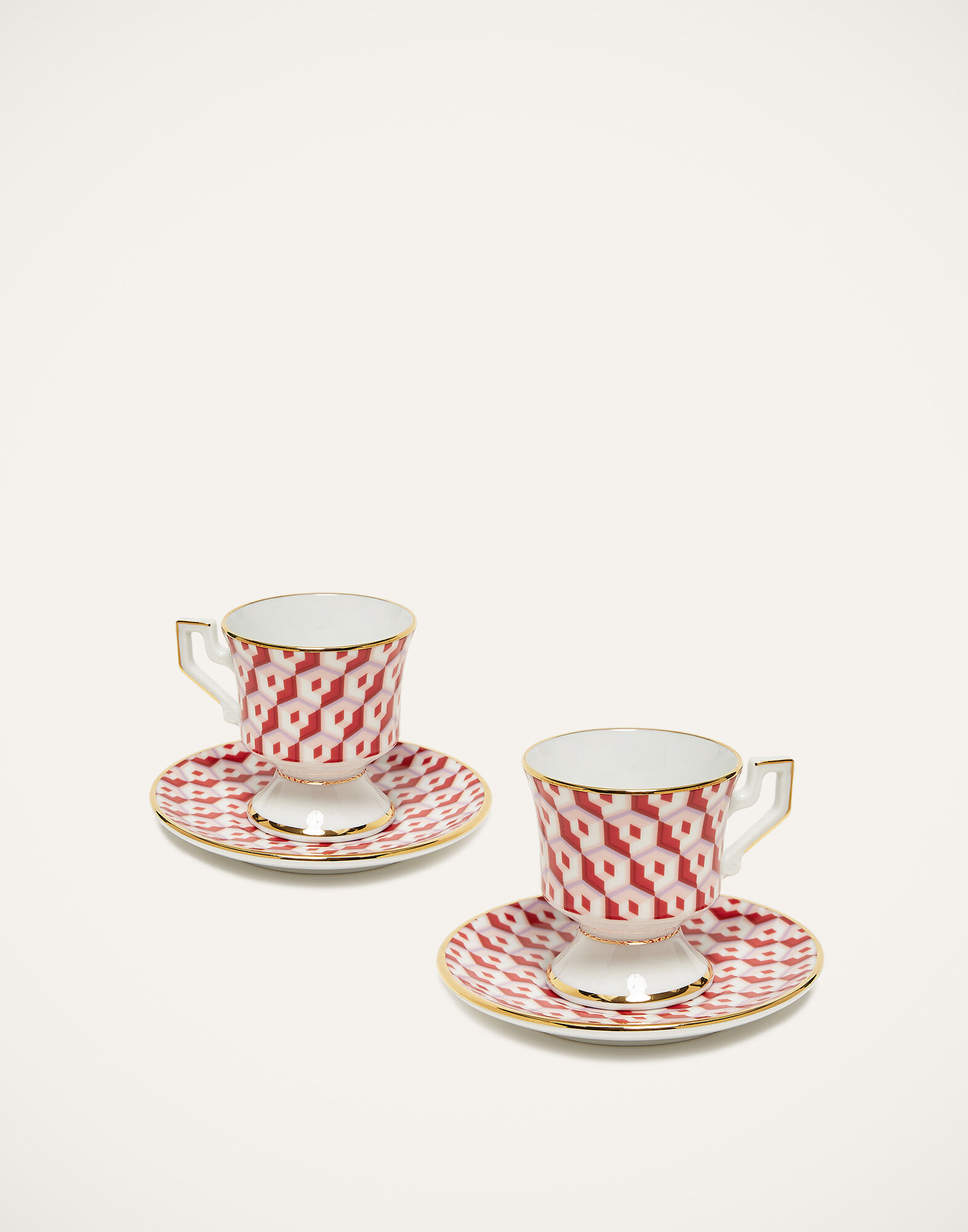 La DoubleJ Espresso Cup & Saucer Set of 2 Cubi Rosso DIS0007CER001CUB0005