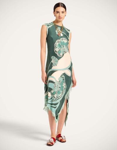 Scarf Dress in Blooming Tulip Place Dark Green for Women | La DoubleJ Scarf Dress in Blooming Tulip Place Dark Green for Women | La DoubleJ