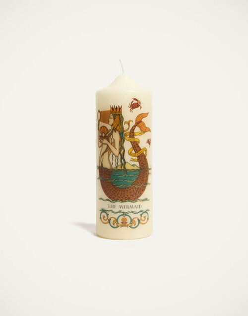 La DoubleJ Printed Pillar Candle The Mermaid Multicolor CAN0011WAX001MRM01MU01
