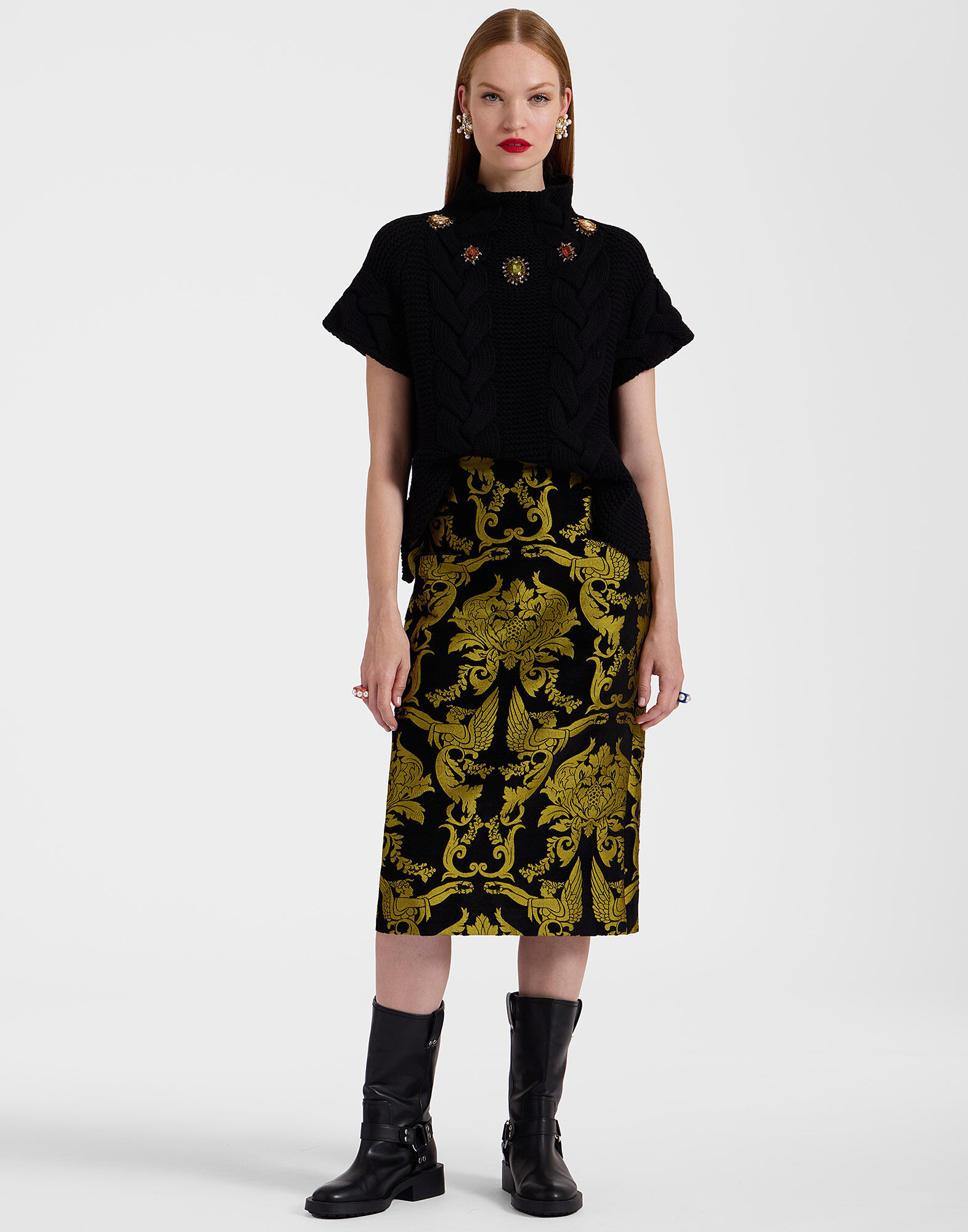 La DoubleJ Pencil Skirt Cherubs Black SKI0011JCQ085CRB02BL01