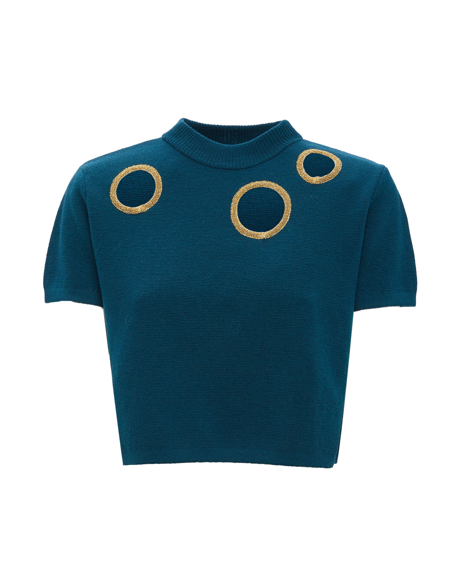 La DoubleJ Sparkling Crop Top Petrolio TOP0087KNI067VAR0138