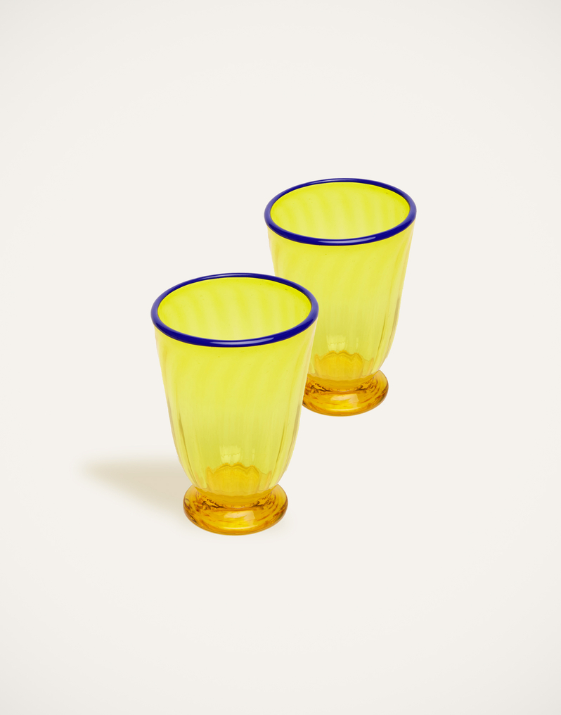 La DoubleJ Rainbow Glasses Set Of 2 La DoubleJ Rainbow Glasses Set Of 2 Yellow GLA0014MUR001YEL0001