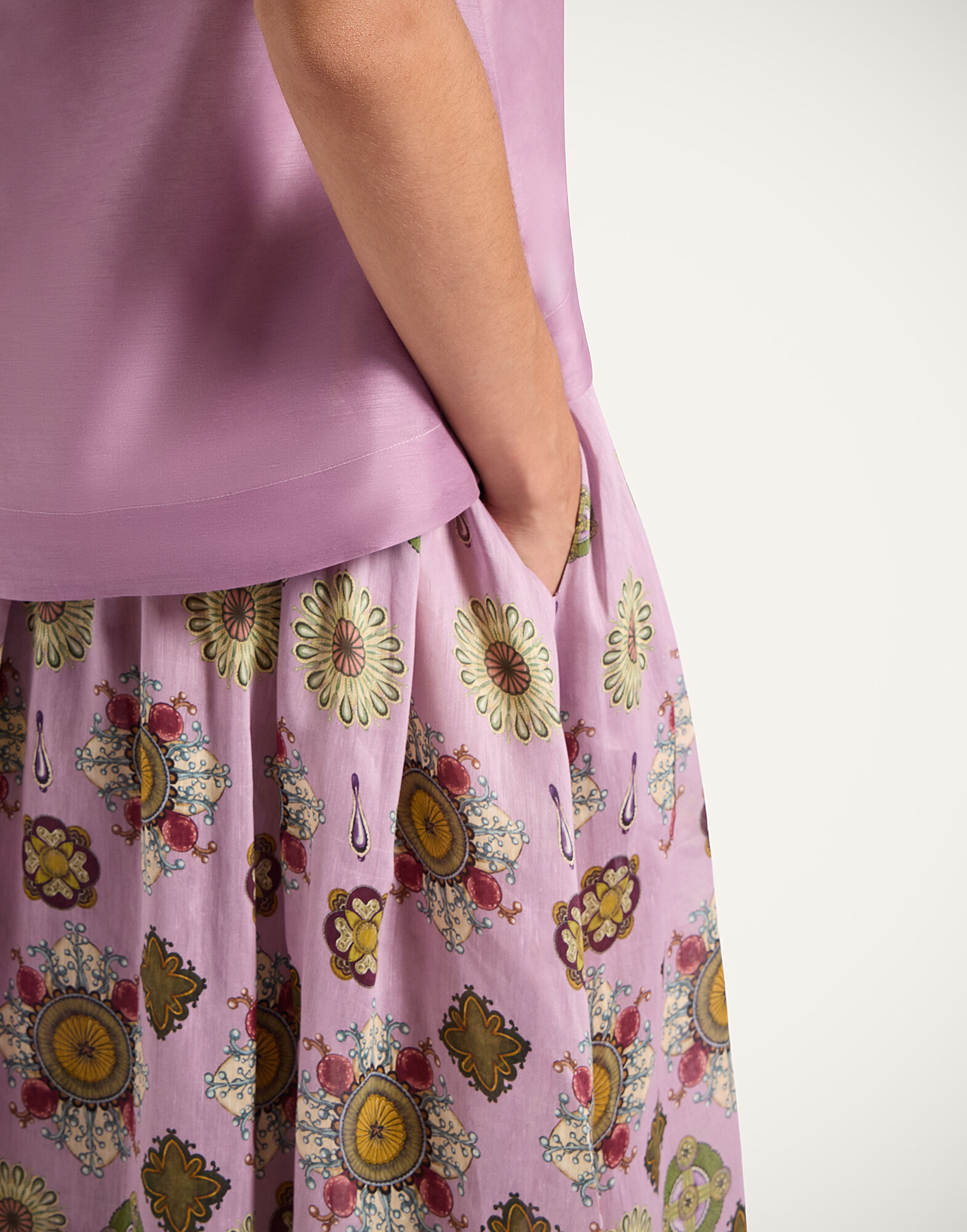 La DoubleJ Palme D'Or Skirt Nucleus Plac&eacute;e Dusty Pink SKI0172LIN010NUC06PI10