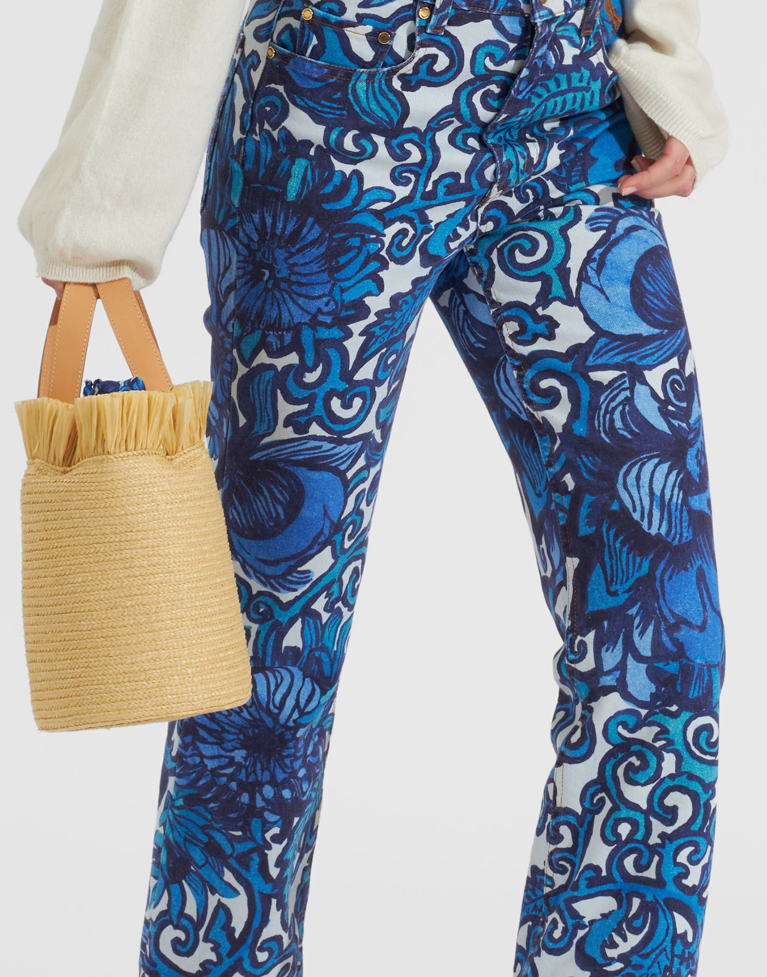 La DoubleJ Fringe Secchiello Solid Light Beige BAG0050RAF006SOLIDBR01