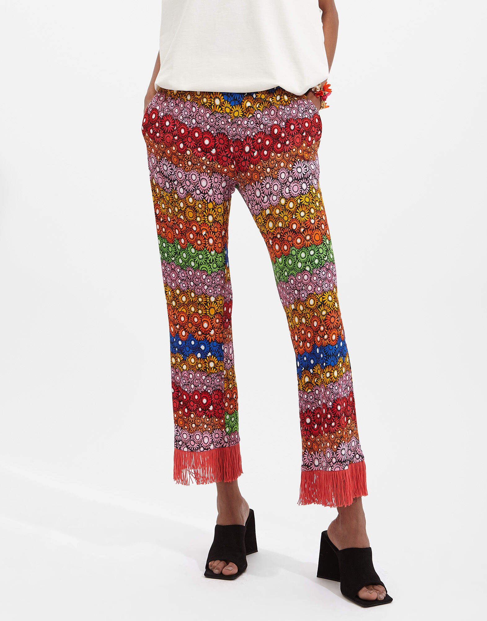La DoubleJ Stretch Pants (With Fringes) Pride Daisy TRO0050JER021DAY0004