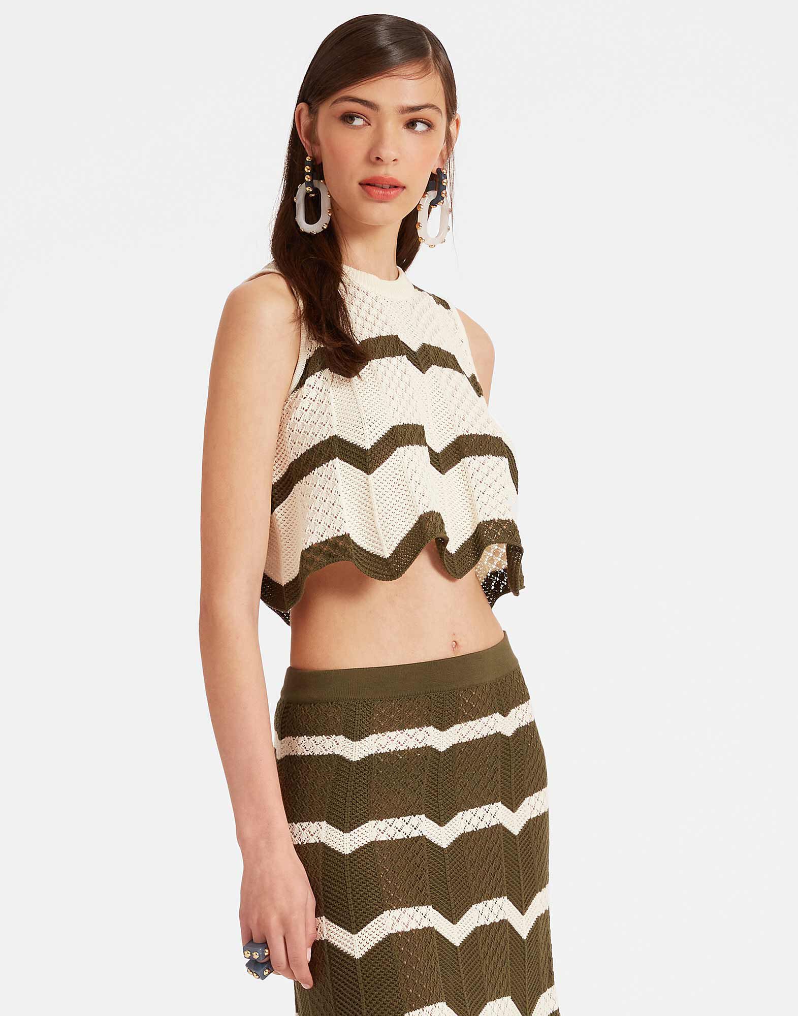 Chevron Top in Solid Camouflage for Women | La DoubleJ