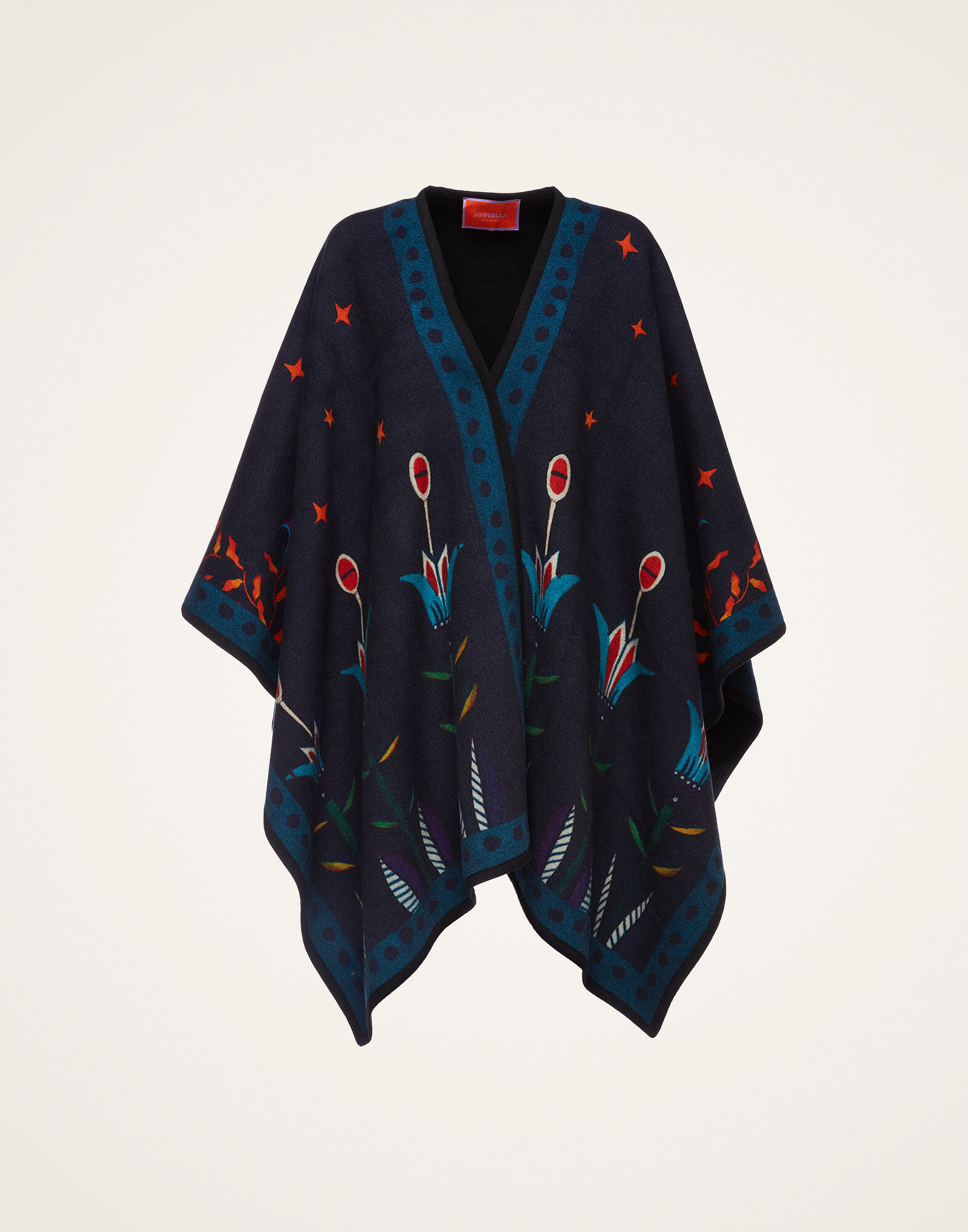 La DoubleJ Reversible Poncho Isis Nero Plac&eacute;e JAC0019PLA003ISI0002