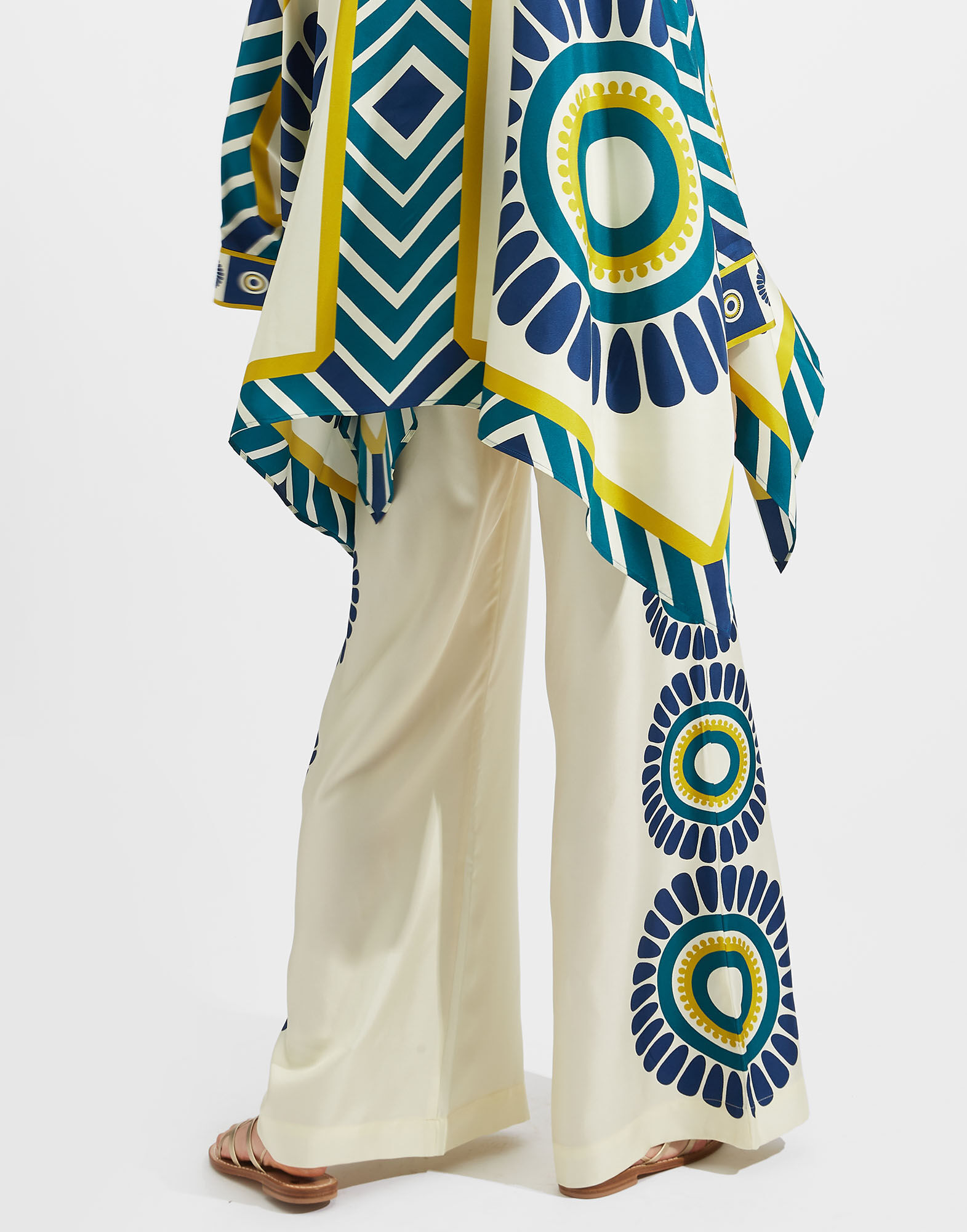 La DoubleJ Palazzo Pants White Solar Plac&eacute;e TRO0026SIL006SOL0003