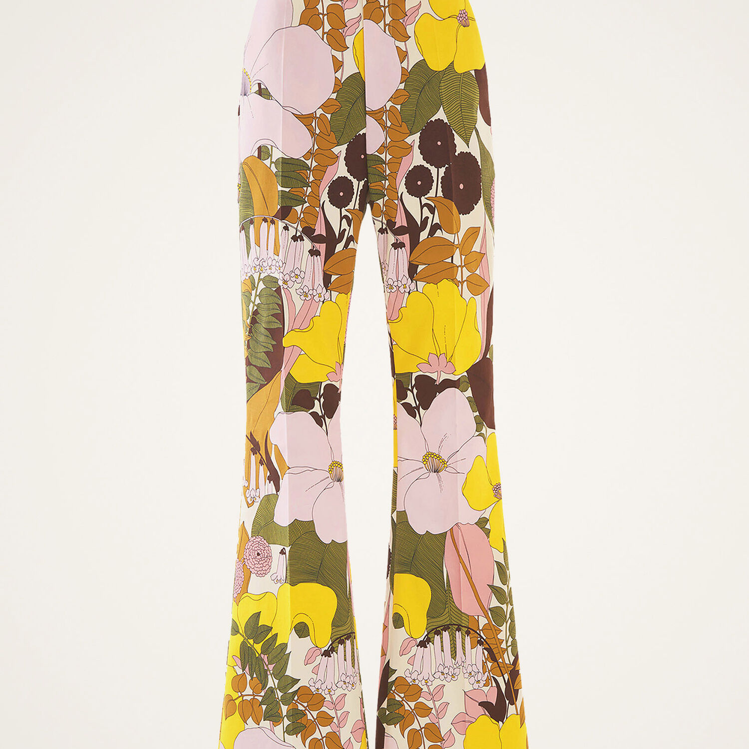 La Doublej Meditation Floral-print Flared Cotton Pants In Big Flower Rose