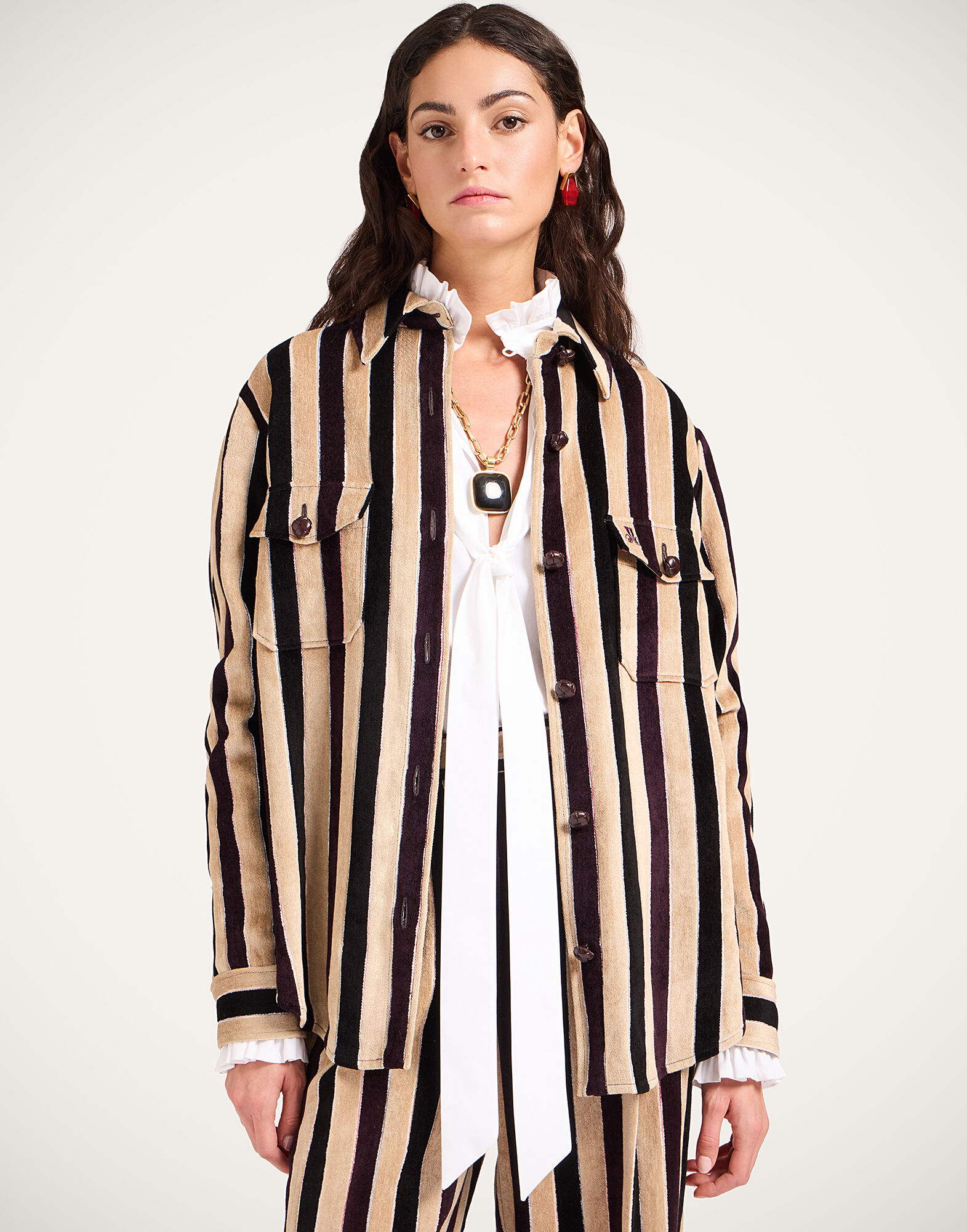 La DoubleJ Better Than Your Boyfriend's Jacket Stripes Light Beige JAC0112VIS026STR08BR01