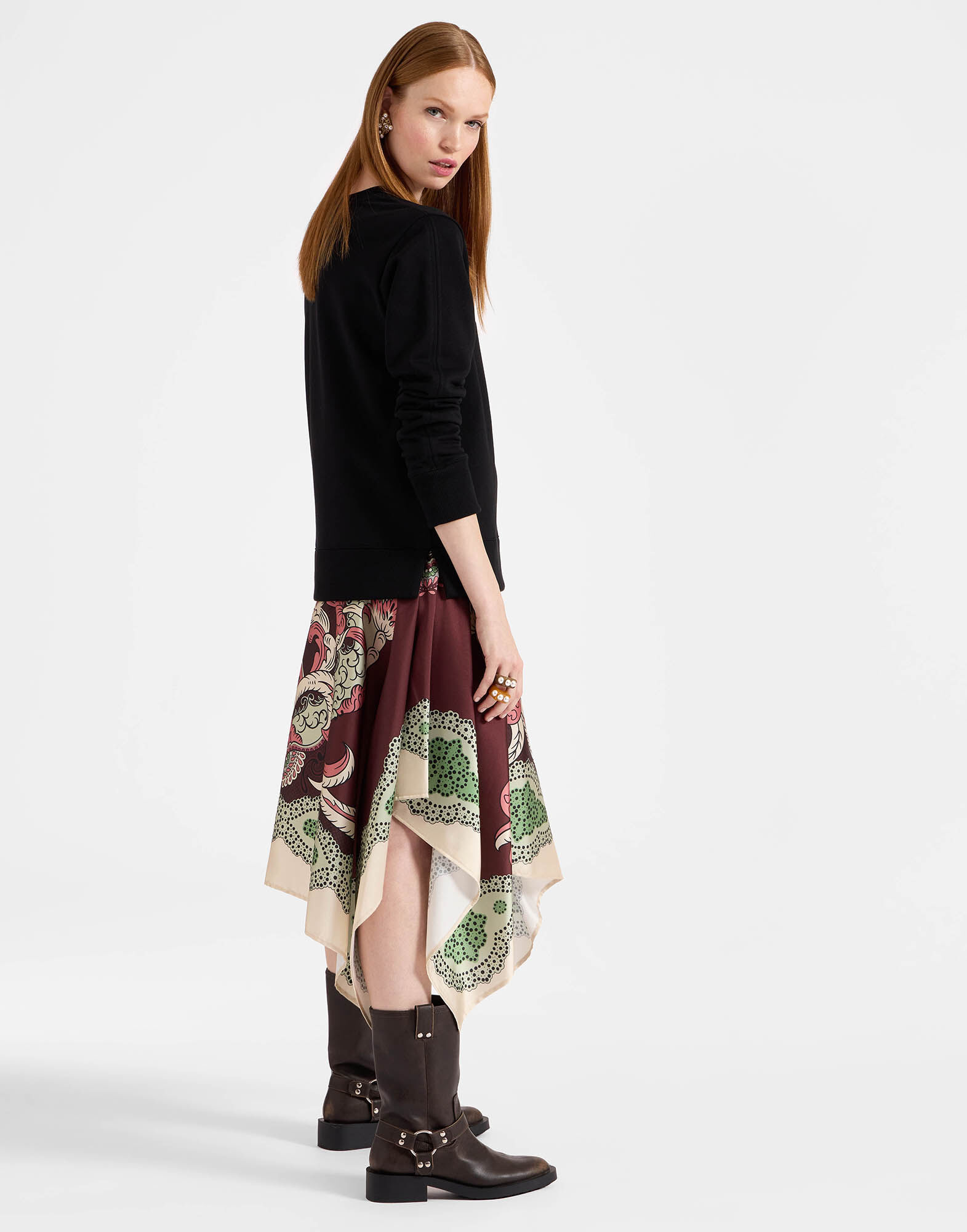 La DoubleJ Sporty Foulard Dress Portal Plac&eacute;e Brown DRE0639JER040POR02BR11