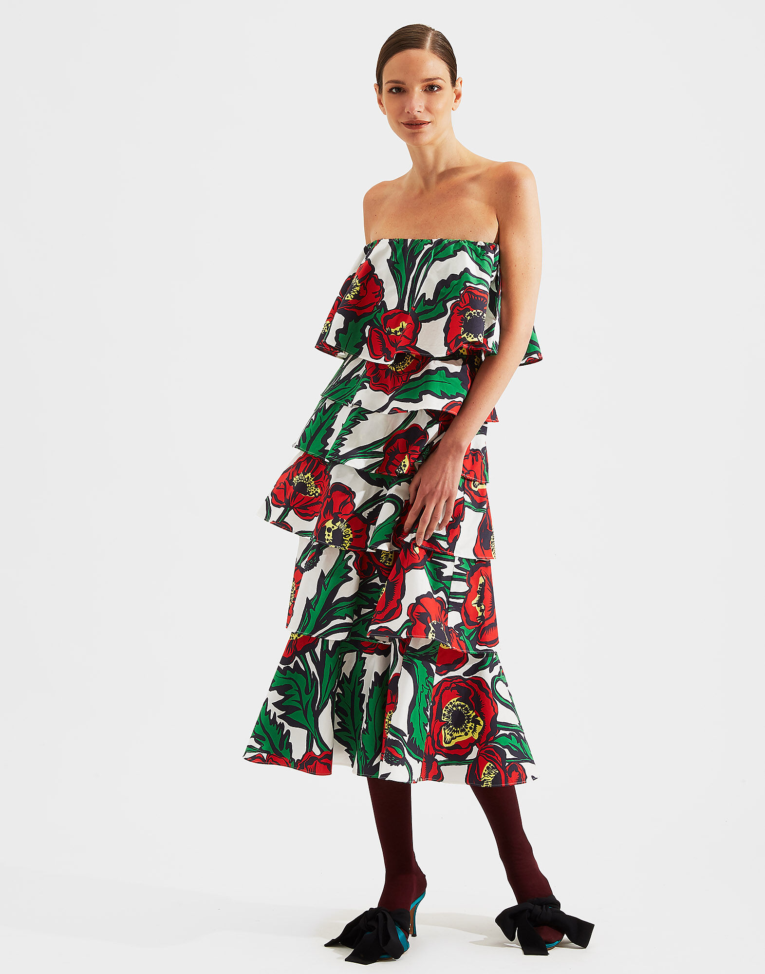 LaDoubleJ Tosca Dress Big Blooms Bianco DRE0173COT001PFI0003