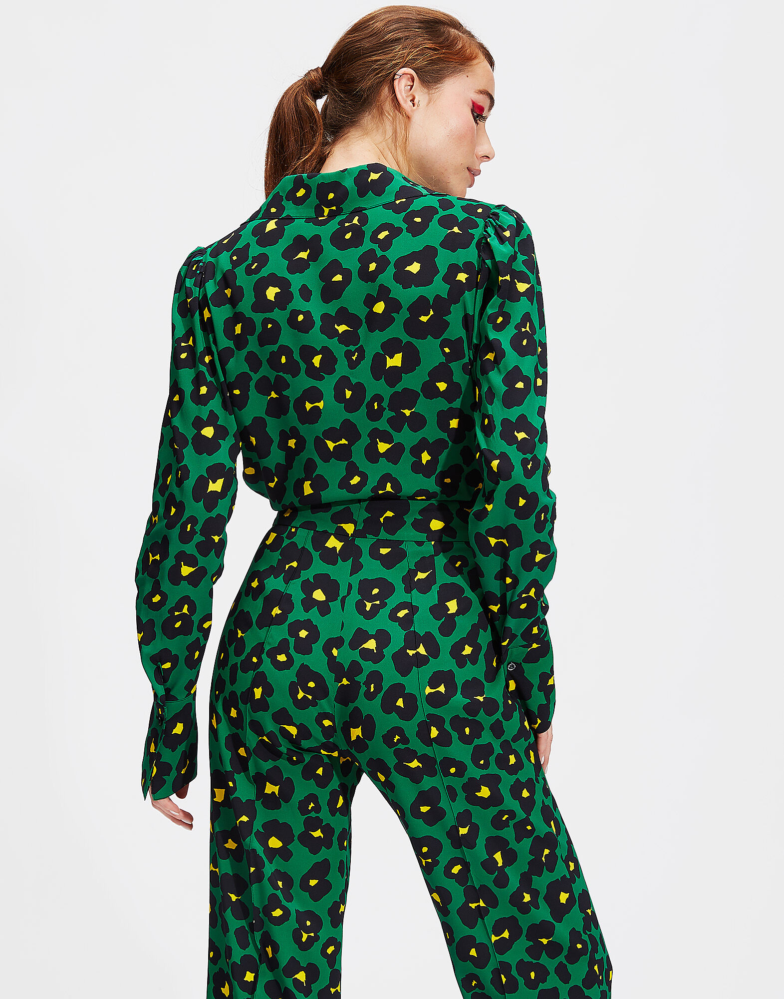 LaDoubleJ Viola Blouse Flower Leopard Verde SHI0038VIS001FLL0002