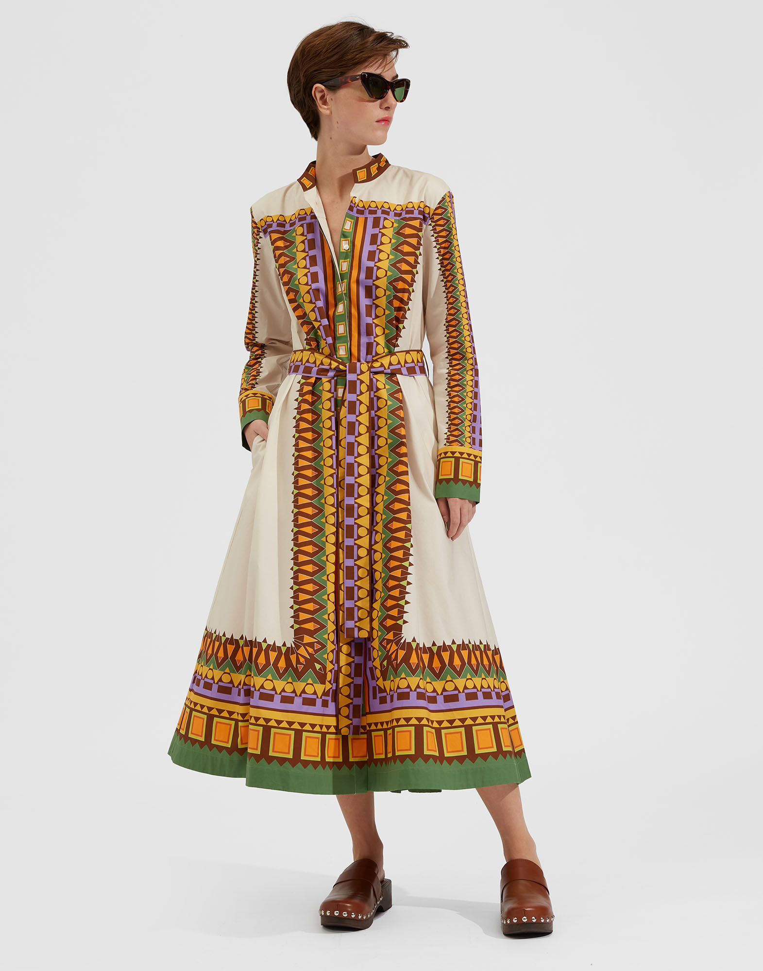 La DoubleJ Sundowner Dress Sunset Bianco Plac&eacute;e DRE0459COT015SUS0001