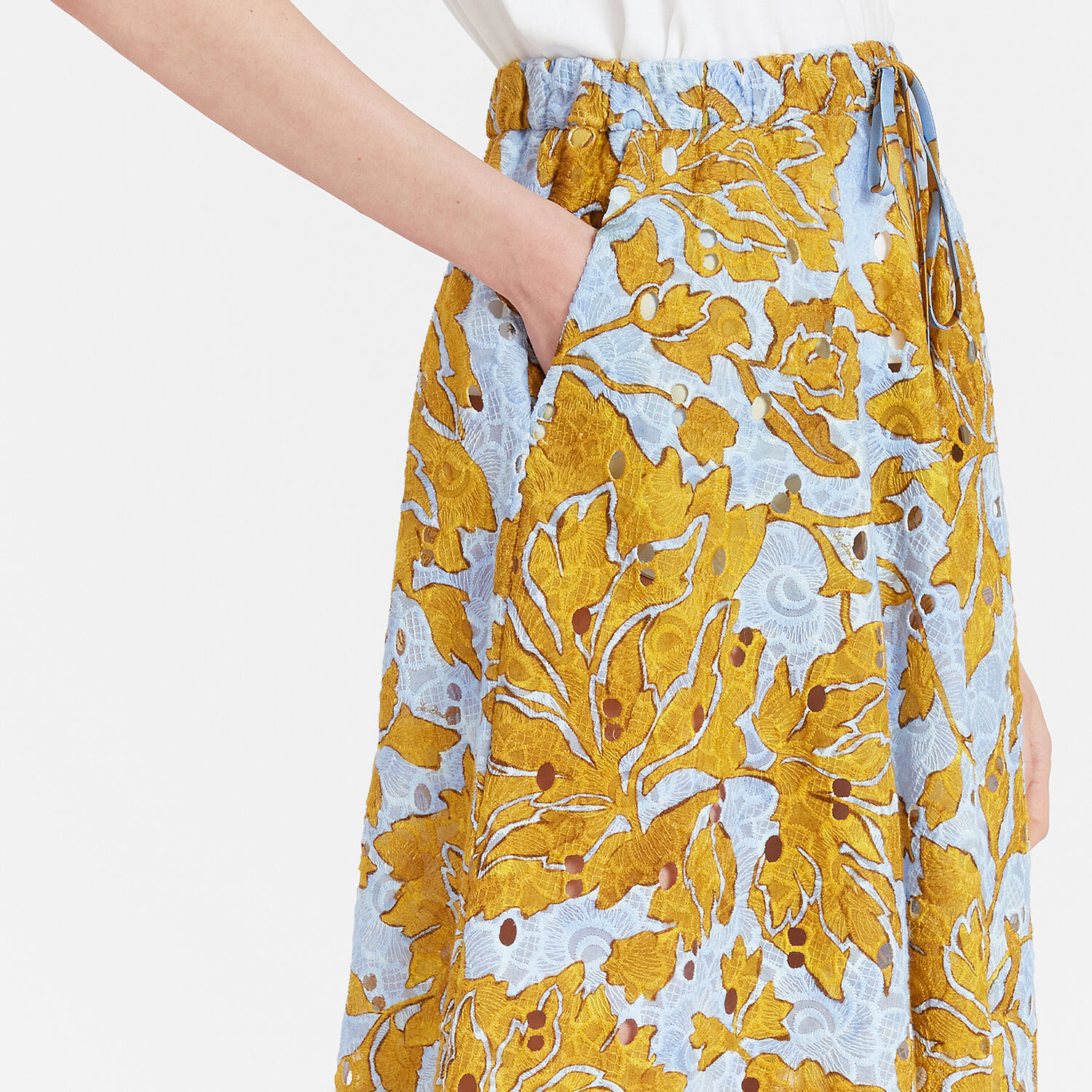 Shop La Doublej Drawstring Skirt In Tangle Light Blue