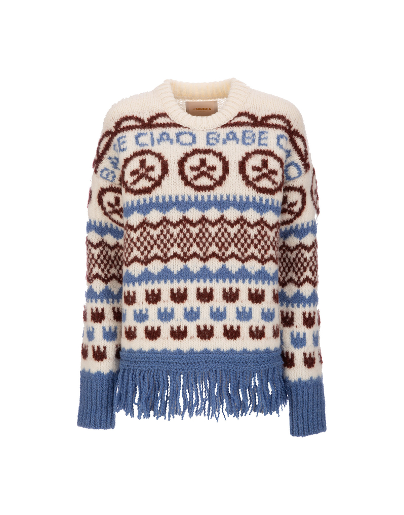 LaDoubleJ Engadina Sweater LaDoubleJ Engadina Sweater Hippie Bianco PUL0042KNI032HIP0002