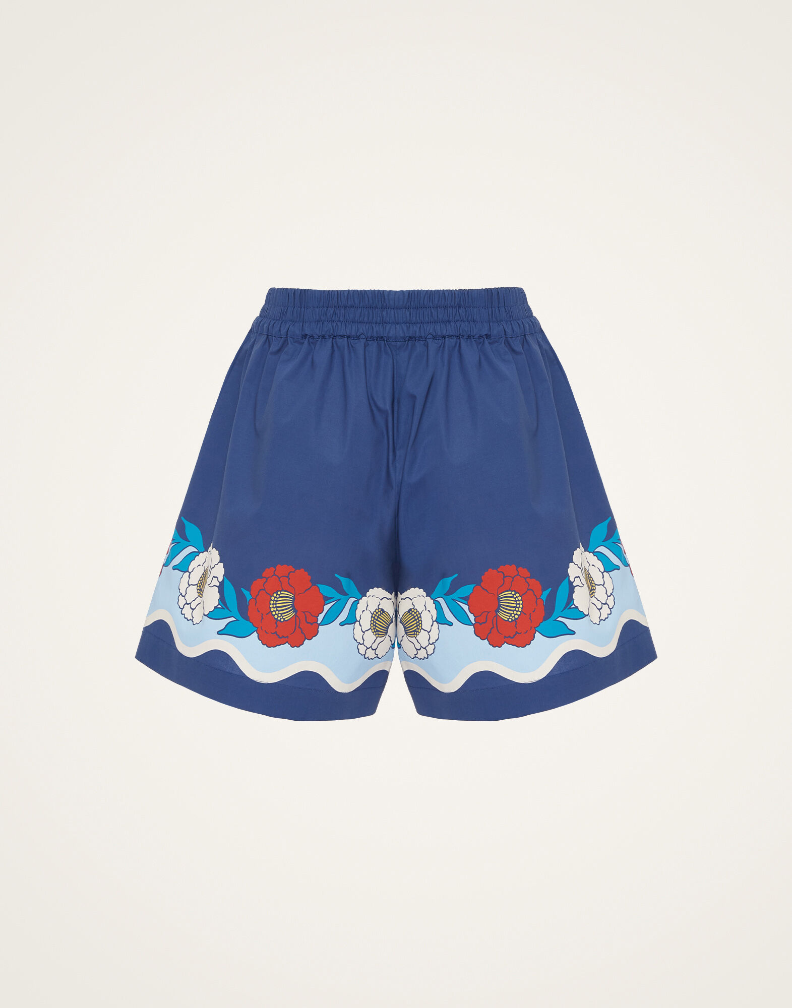 La DoubleJ Pull-Up Shorts Whitsun Plac&eacute;e Blue TRO0060COT015FSK03BU03