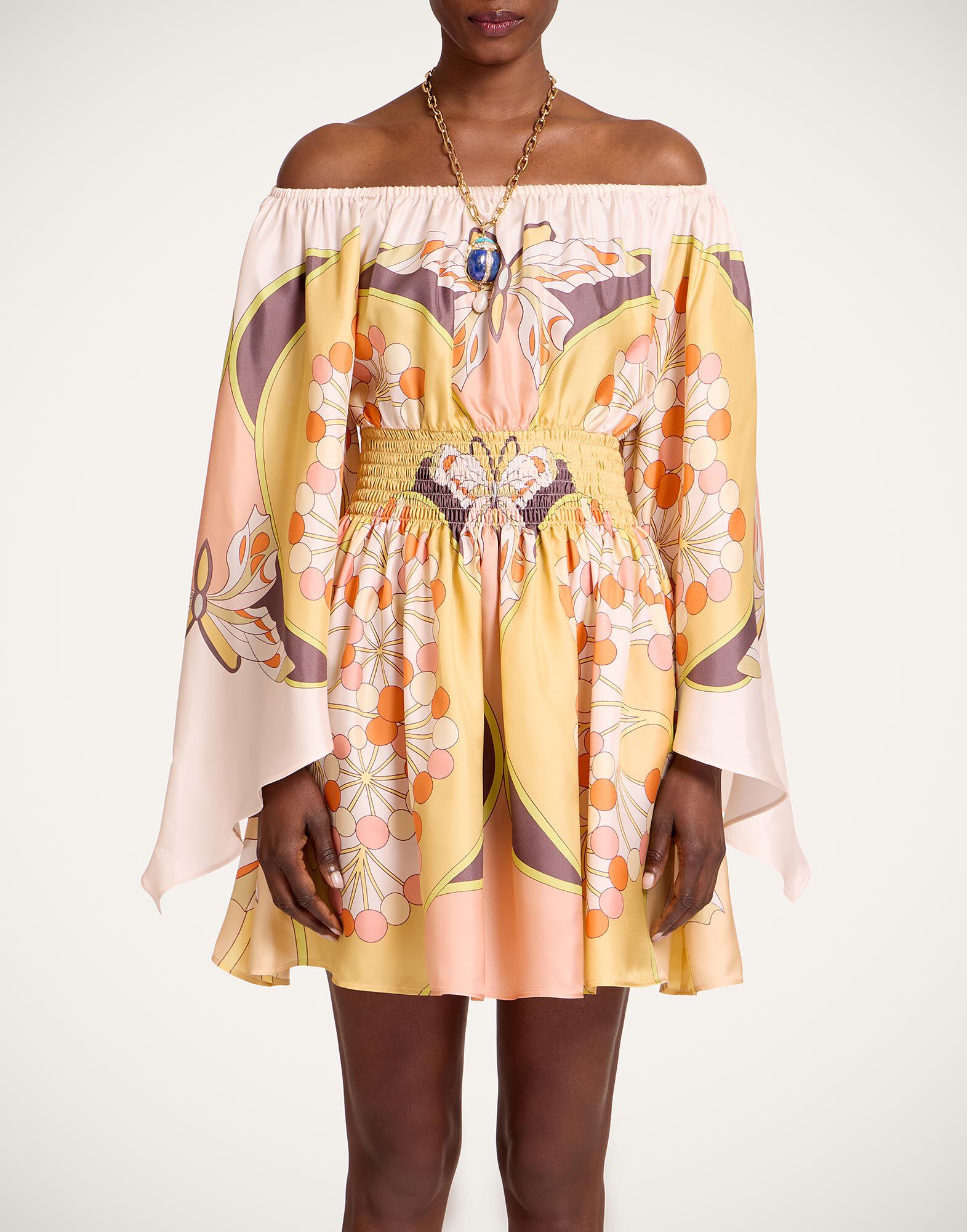 La DoubleJ Sienna Mini Dress Florette Plac&eacute;e Pale Pink DRE1021SIL029FLO08PI02