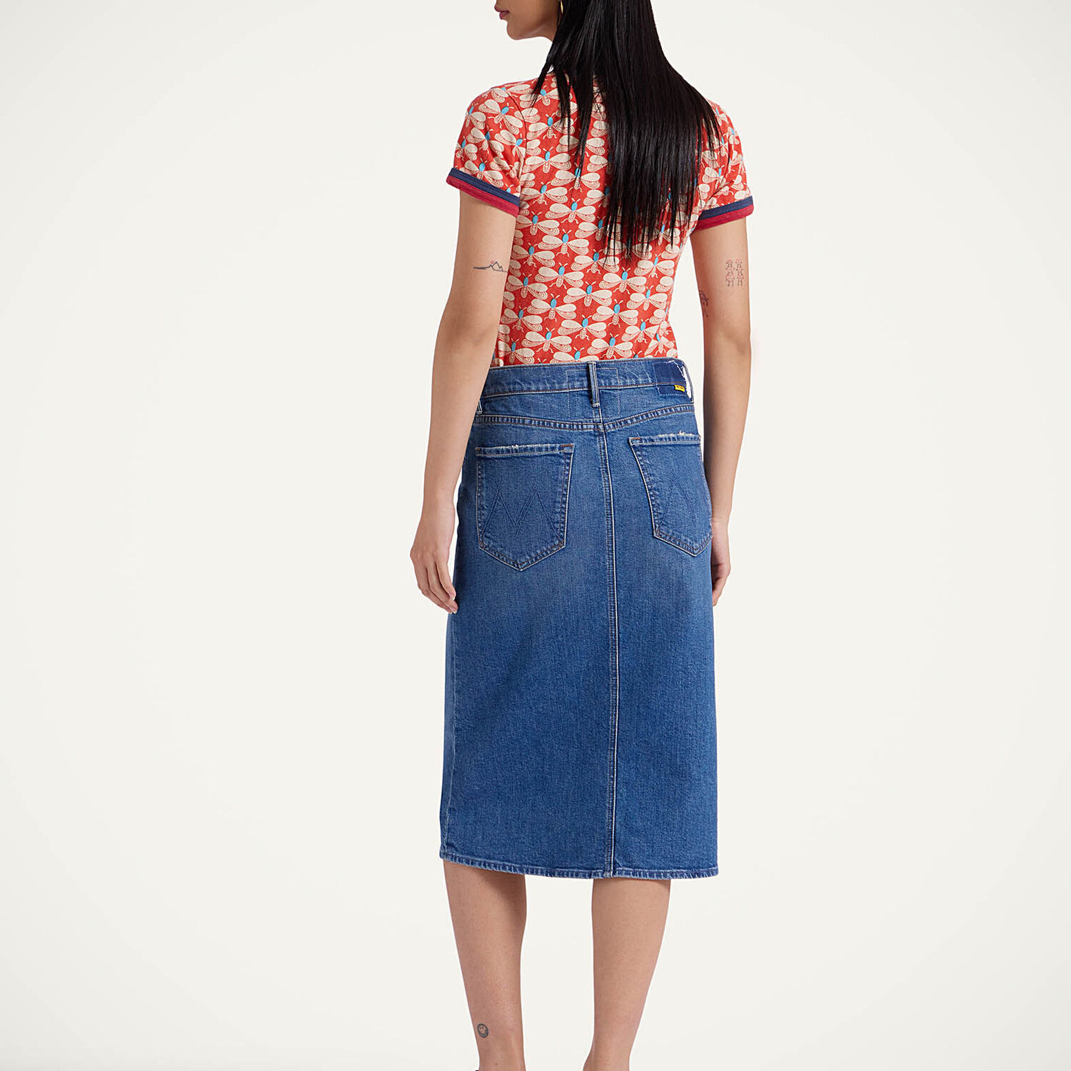 La Doublej The Button Front Vagabond Midi Skirt In Family Affairs Blue
