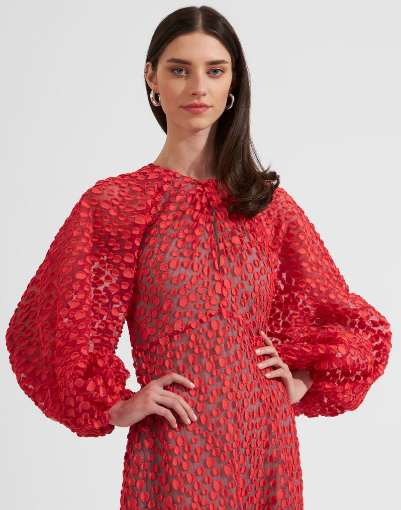 Eve Dress in Plumetis Coral for Women | La DoubleJ
