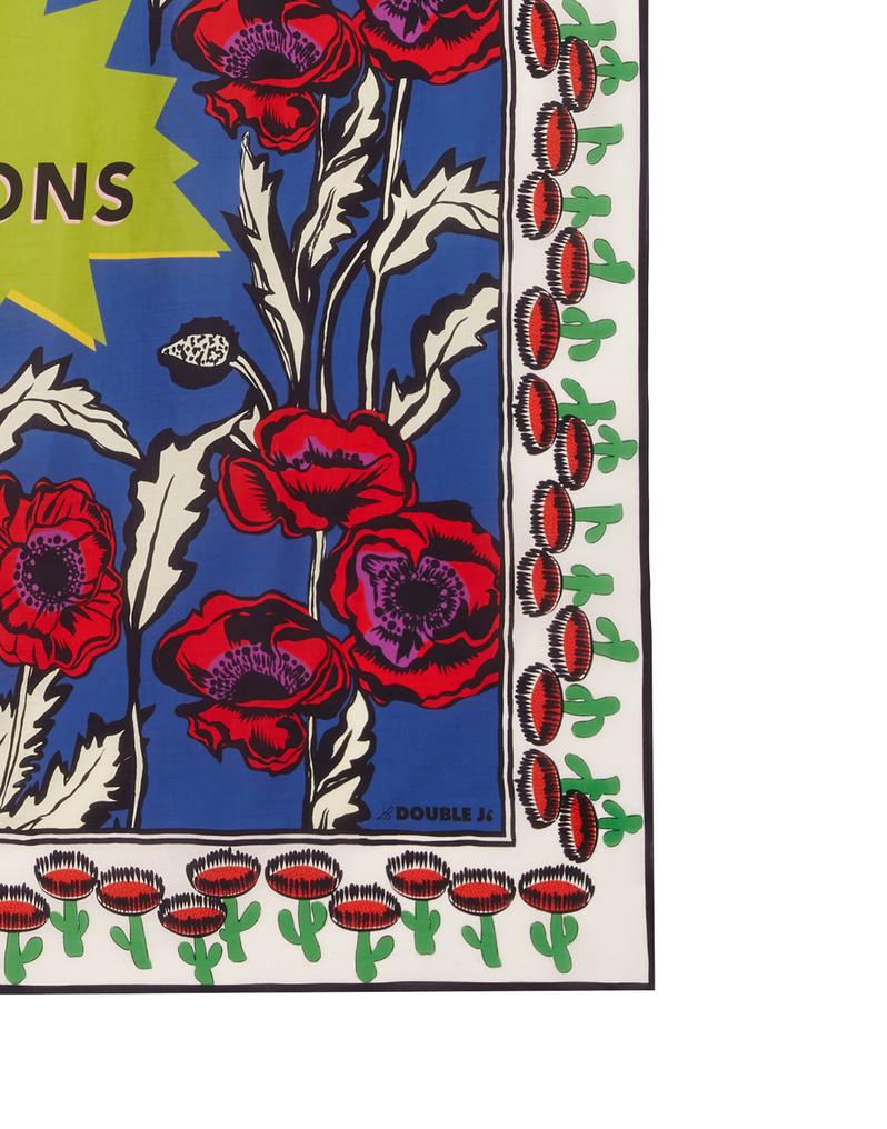 LaDoubleJ Square Scarf (135X135) LaDoubleJ Square Scarf (135X135) Big Blooms SCA0006COS001PFI0001