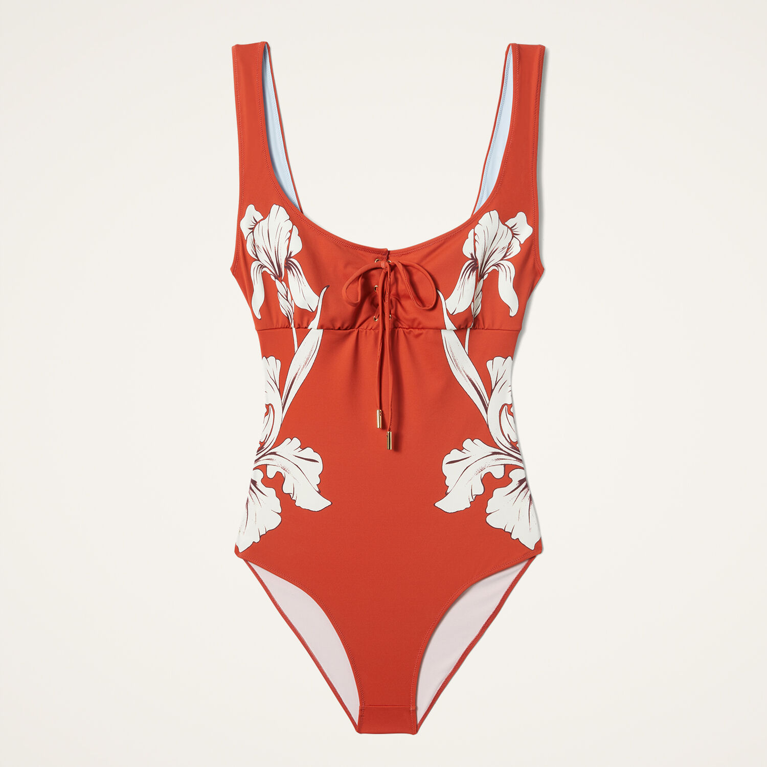 La Doublej Floral Sunset Swimsuit In Iris Placée Dark Orange