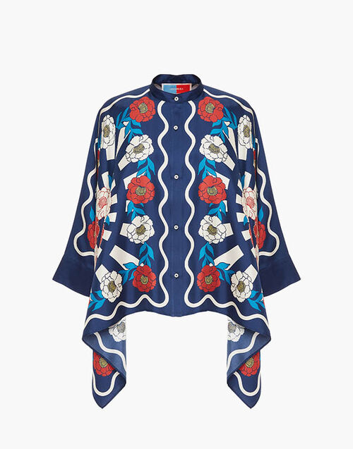 La DoubleJ Foulard Shirt Whitsun Plac&eacute;e Blue SHI0059SIL006FSK03BU03