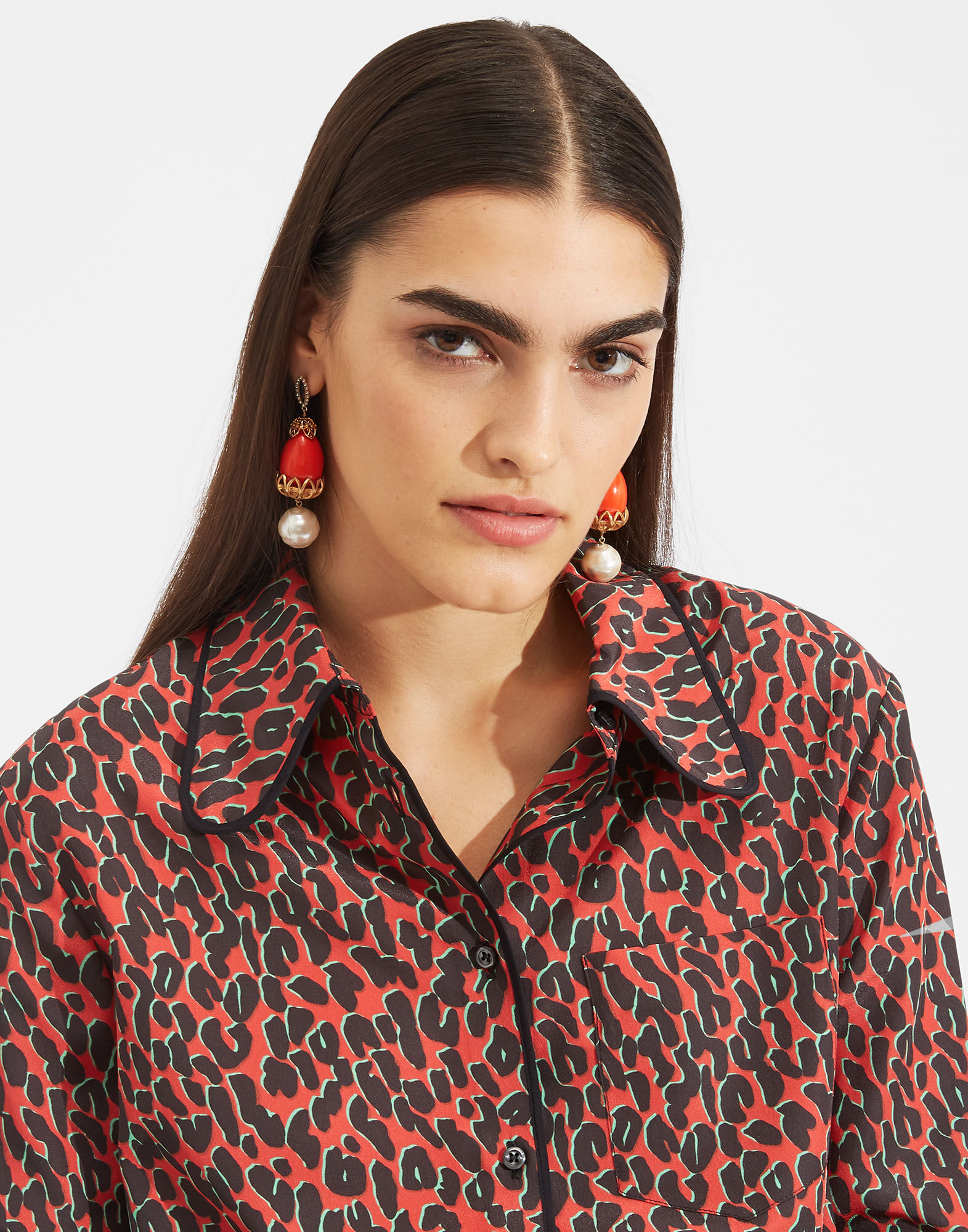LaDoubleJ Rodeo Shirt Leopard Rosso SHI0025SPO001LEO0002
