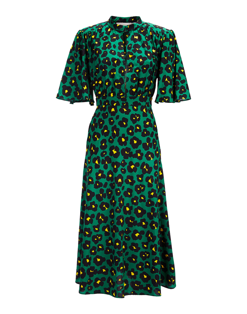 LaDoubleJ Joan Dress LaDoubleJ Joan Dress Flower Leopard Verde DRE0103VIS001FLL0002