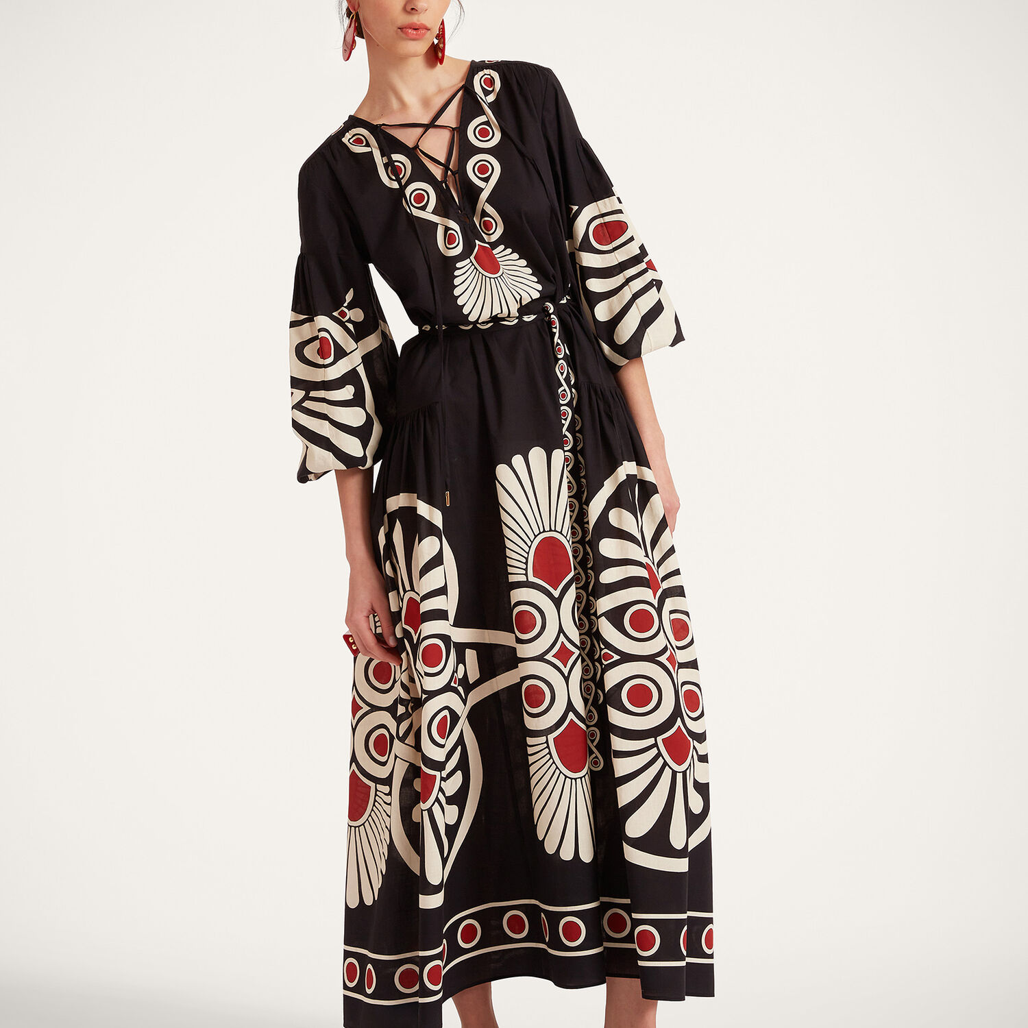 La Doublej Viviana Geometric-print Dress In Medallion Placée Black