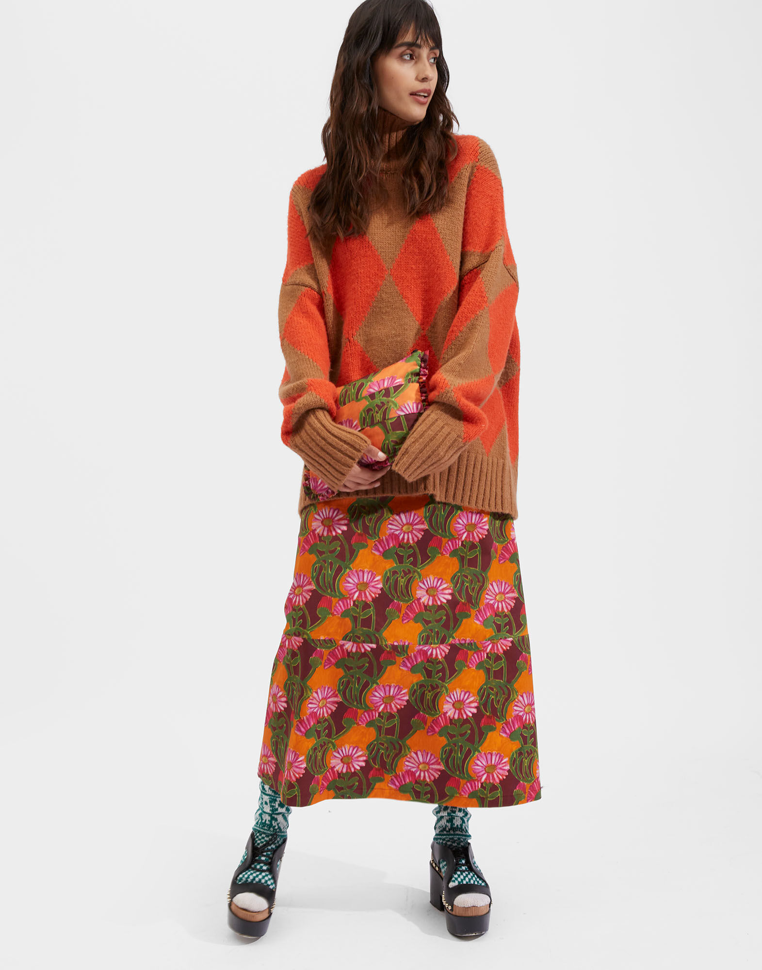 La DoubleJ A-Long Skirt Orange Gerber SKI0018COT006GER0002