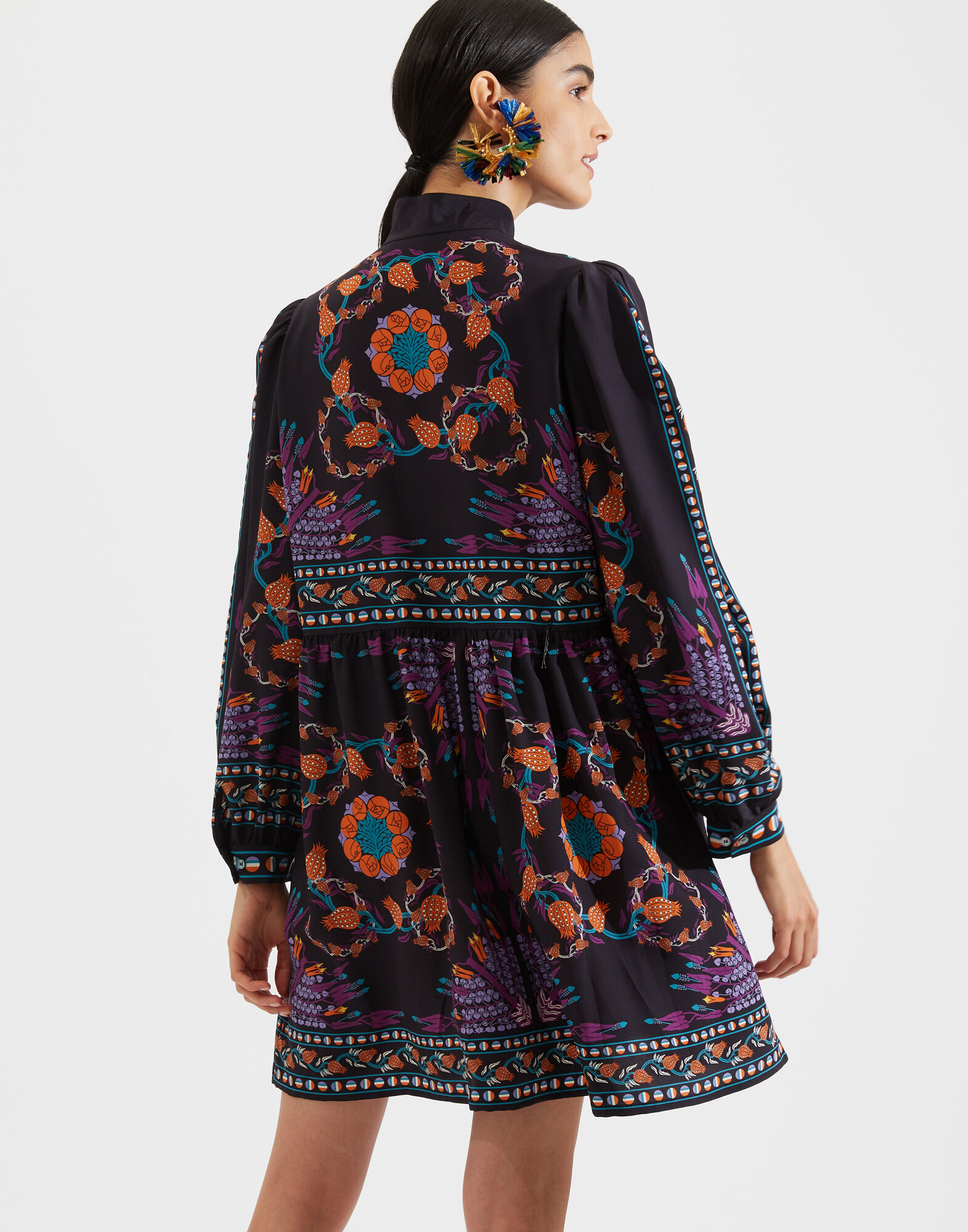 La DoubleJ Shorty Dress Melograno Nero Plac&eacute;e DRE0293CRE002MEL0005