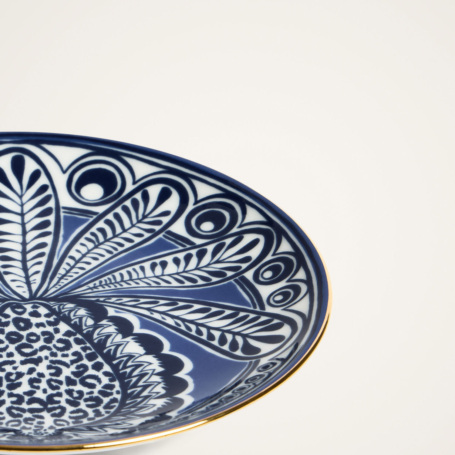 La Doublej Side Plate In Big Pineapple Blue