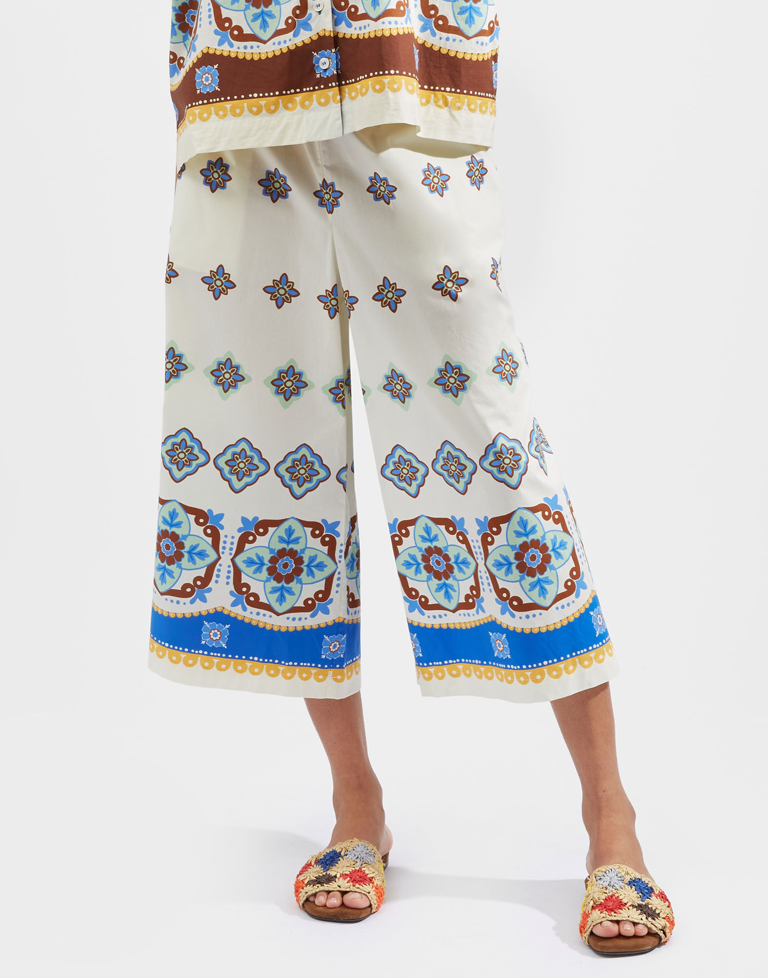 La DoubleJ Cortile Pants Tiles Degrade Placed White TRO0082COT015TIL02WH01