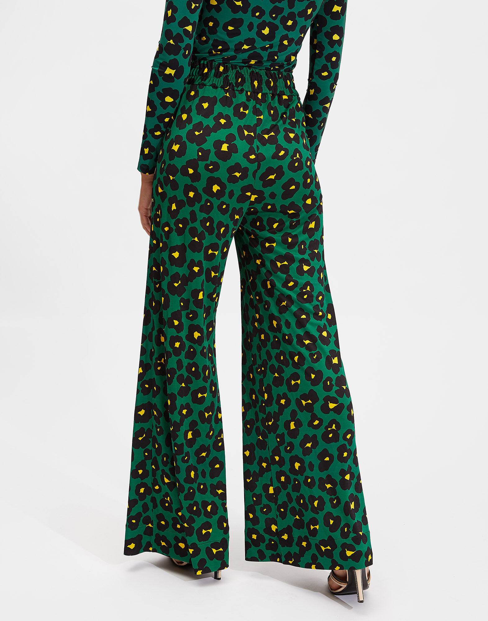 LaDoubleJ Palazzo Pants Flower Leopard Verde TRO0003JER003FLL0002