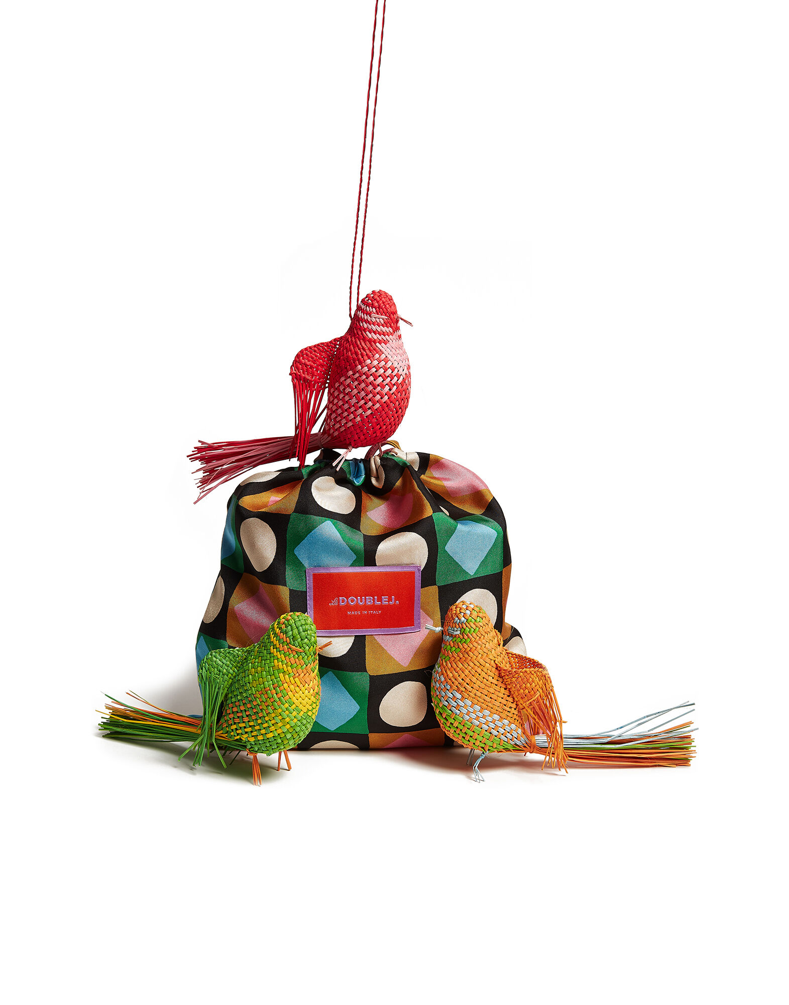 La DoubleJ Set Of 3 Bird Ornaments Multicolor Gordo GOR0001STR001MUL0022