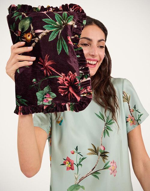 La DoubleJ Hand Pochette Zooflora Burgundy BAG0059VEL001ZOF02RE02