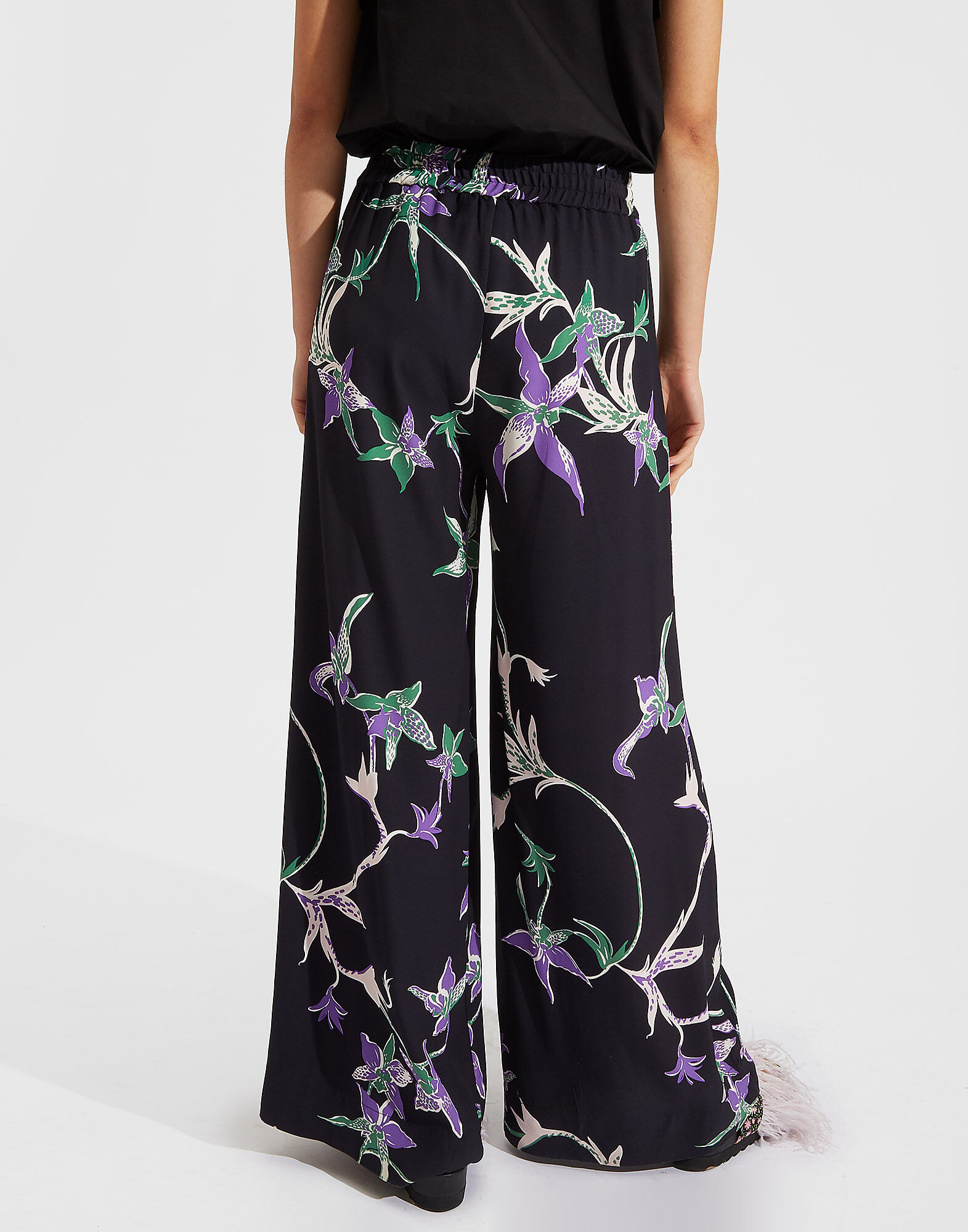 LaDoubleJ Palazzo Pants Orchidee Nero TRO0003SAB001ORC0003