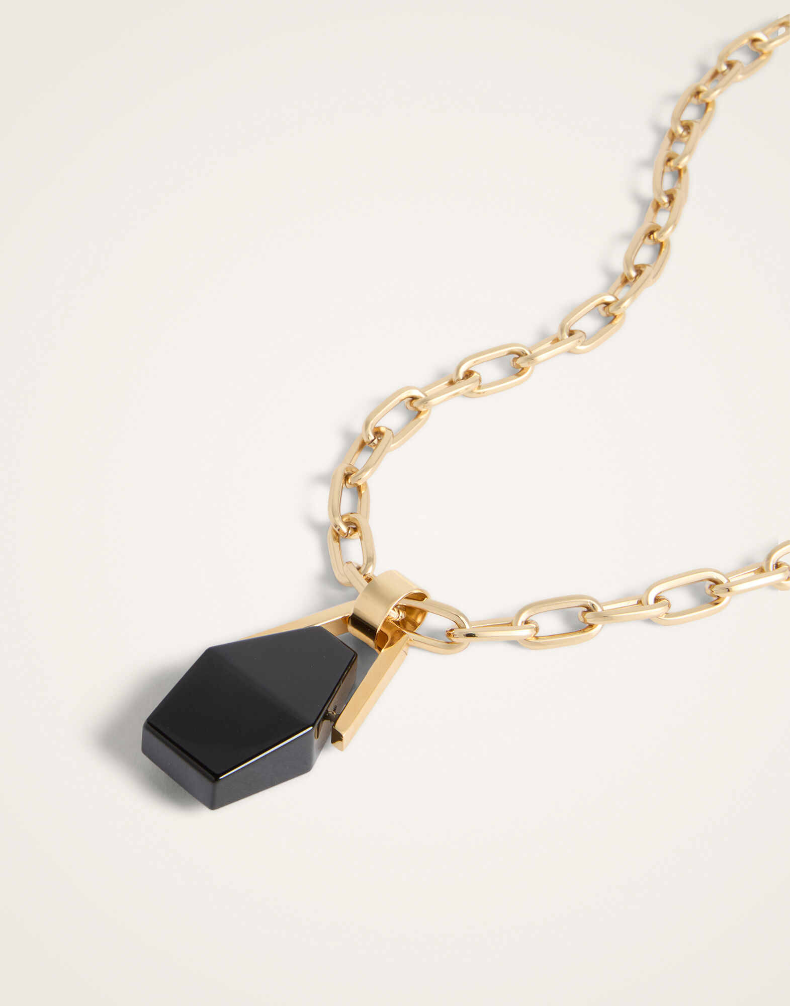 La DoubleJ Portal Necklace 24K Gold Plate And Onyx NEC0021BRA003ONY01YE05