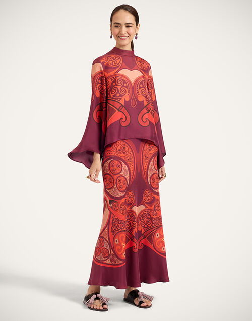 La DoubleJ Sleek Skirt Alchemy Plac&eacute;e Dark Red SKI0127SIL017ALC03RE40