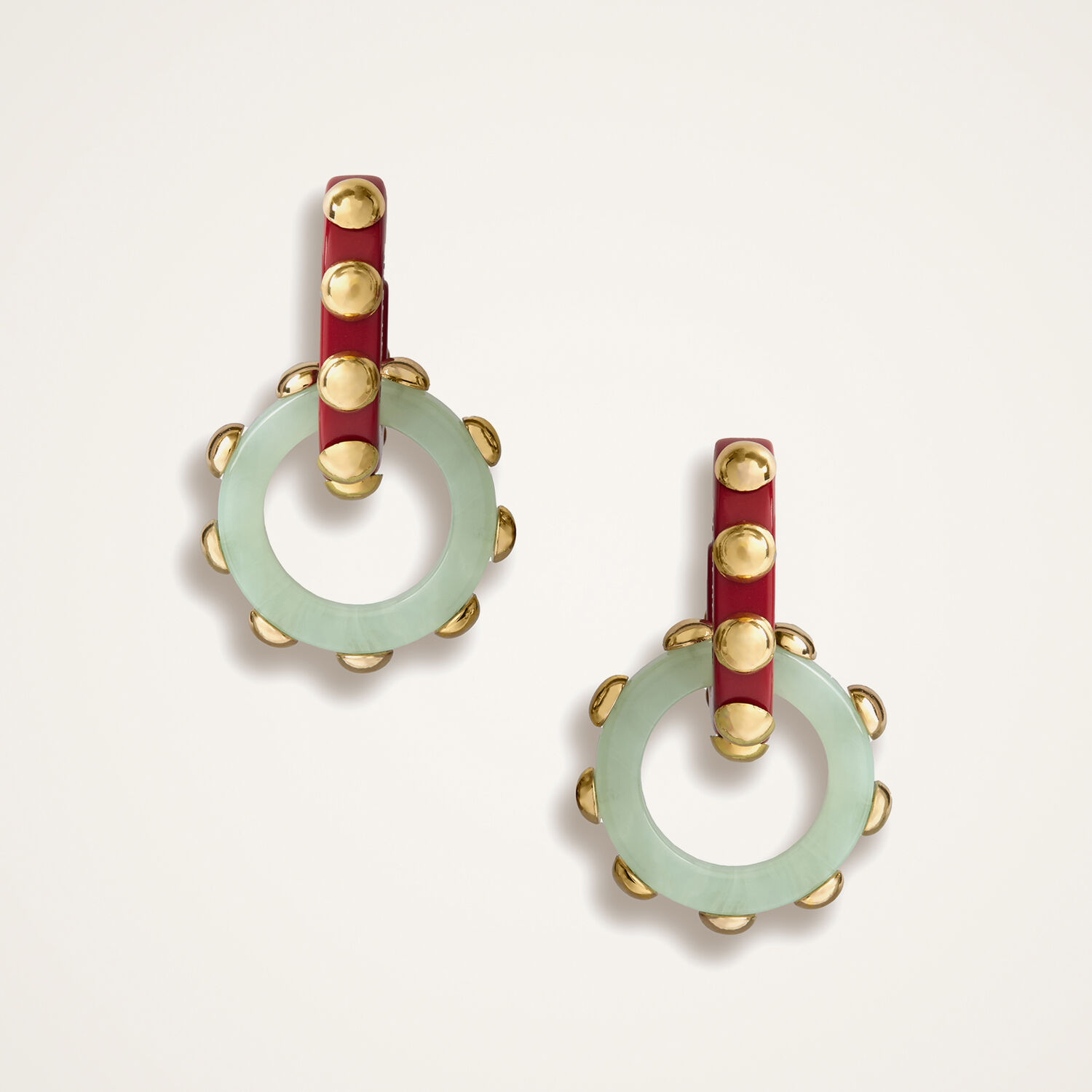 La Doublej Double Hoop Earrings In Solid Mint