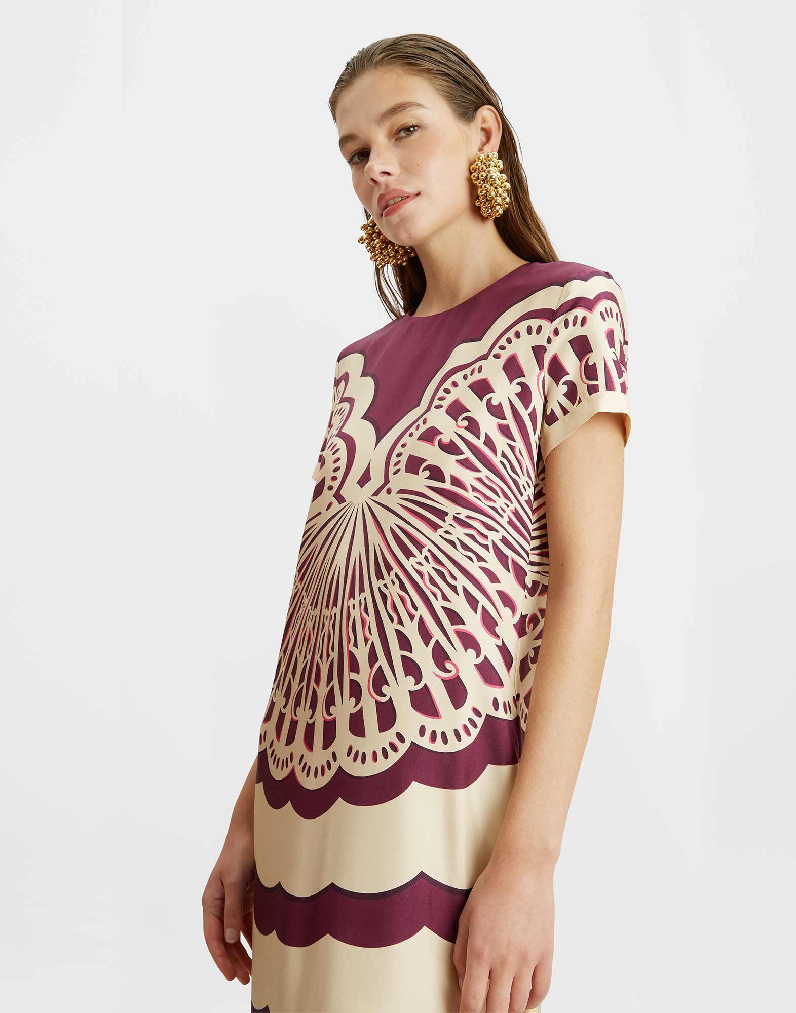 La DoubleJ Swing Dress Fans Plac&eacute;e Purple DRE0128SIL006FAN03PU01