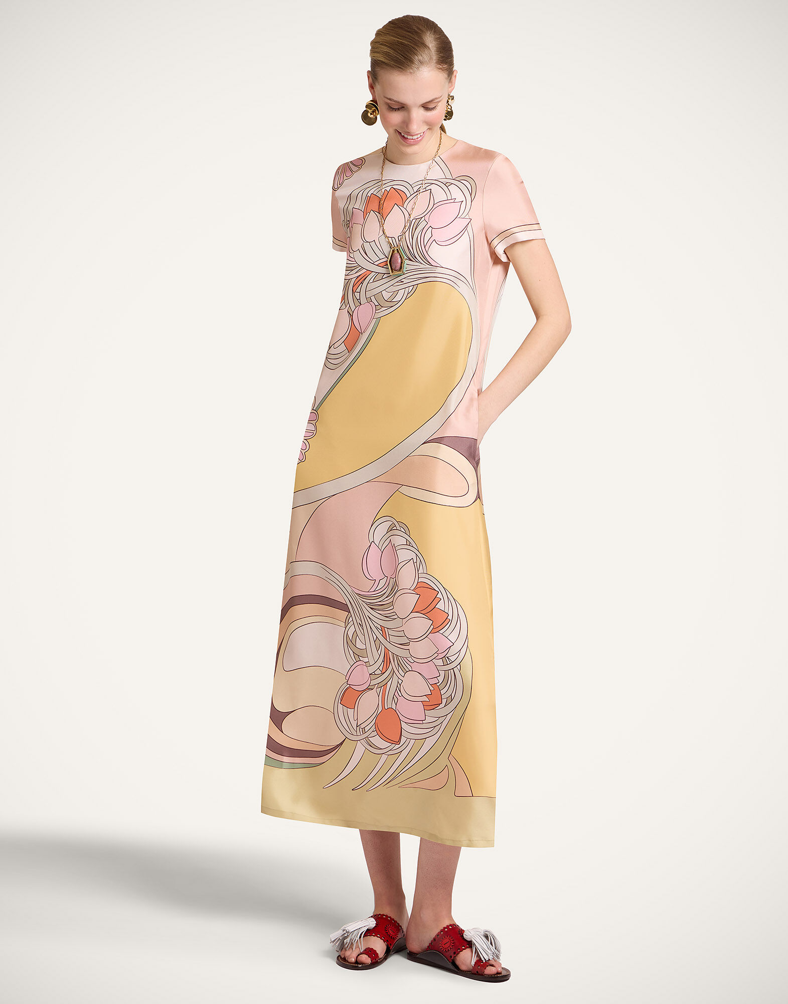 La DoubleJ Swing Dress Tulip Plac&eacute;e Pale Pink DRE0128SIL026TUL07PI02