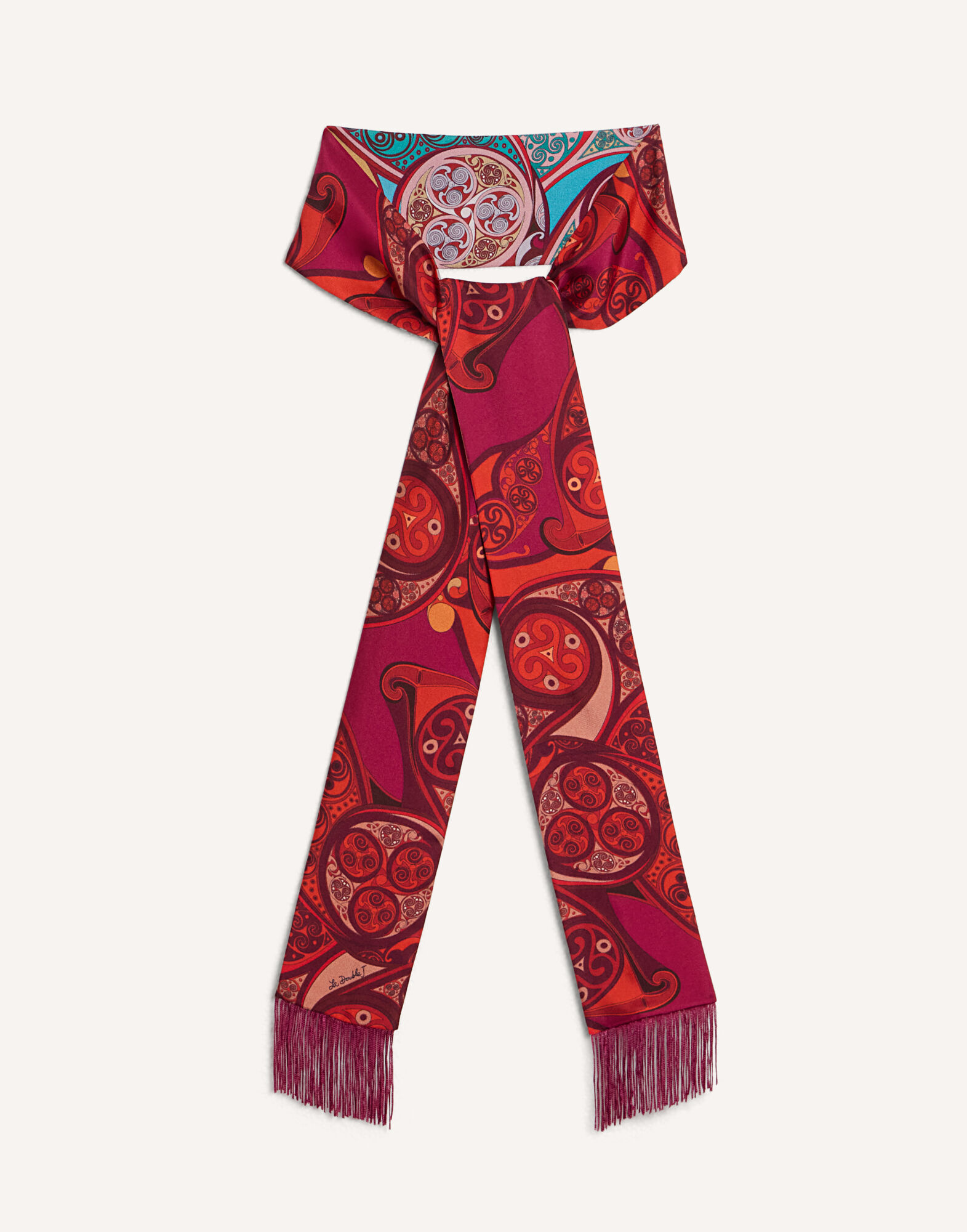 La DoubleJ Skinny Scarf Alchemy Plac&eacute;e Dark Red SCA0075SIL006ALC03RE40