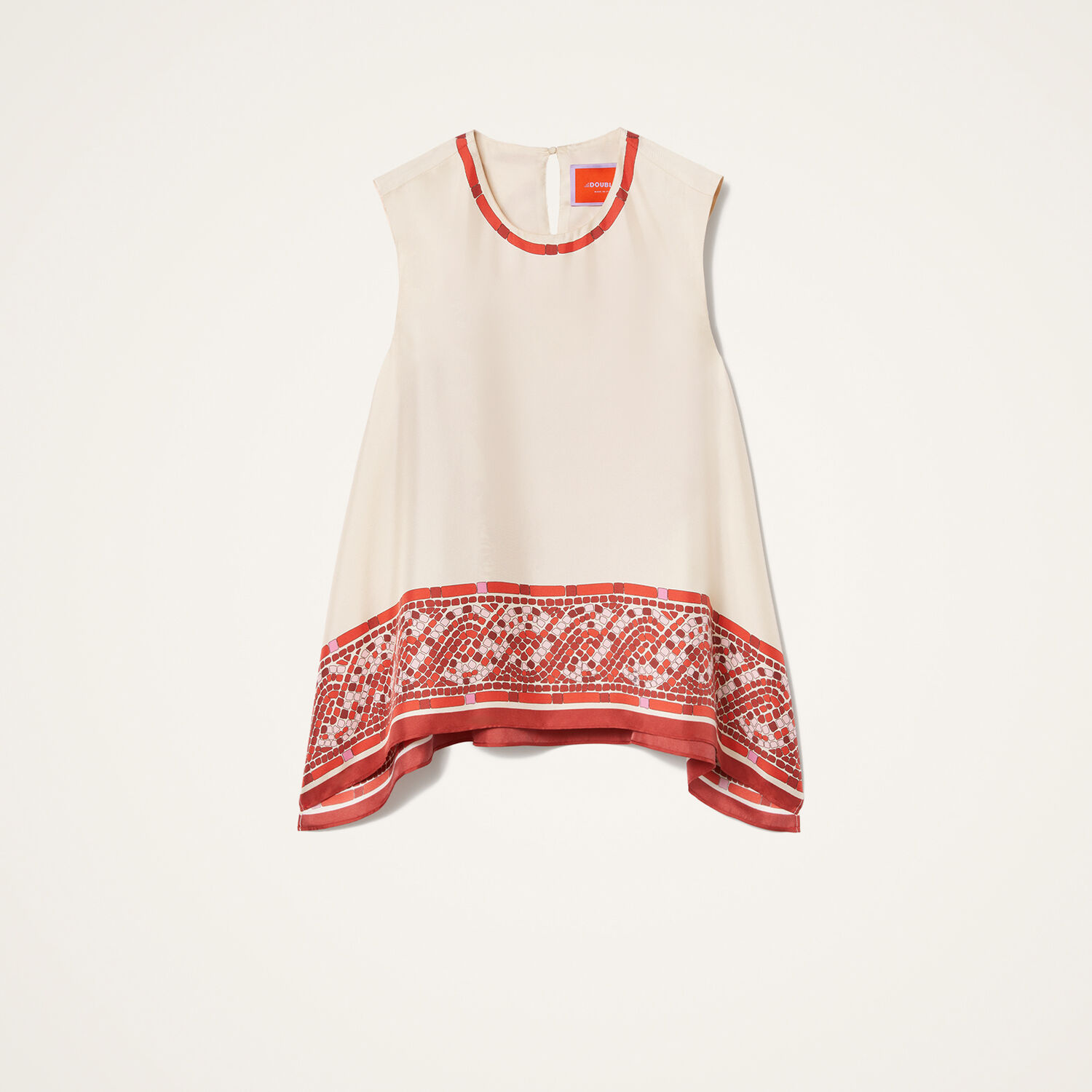 La Doublej San Carlo Printed Silk Twill Top In Brown