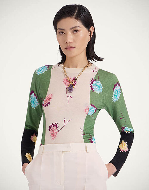 La DoubleJ Silky Crew Neck Derby Plac&eacute;e Multicolor PUL0255KNI157DER03MU01