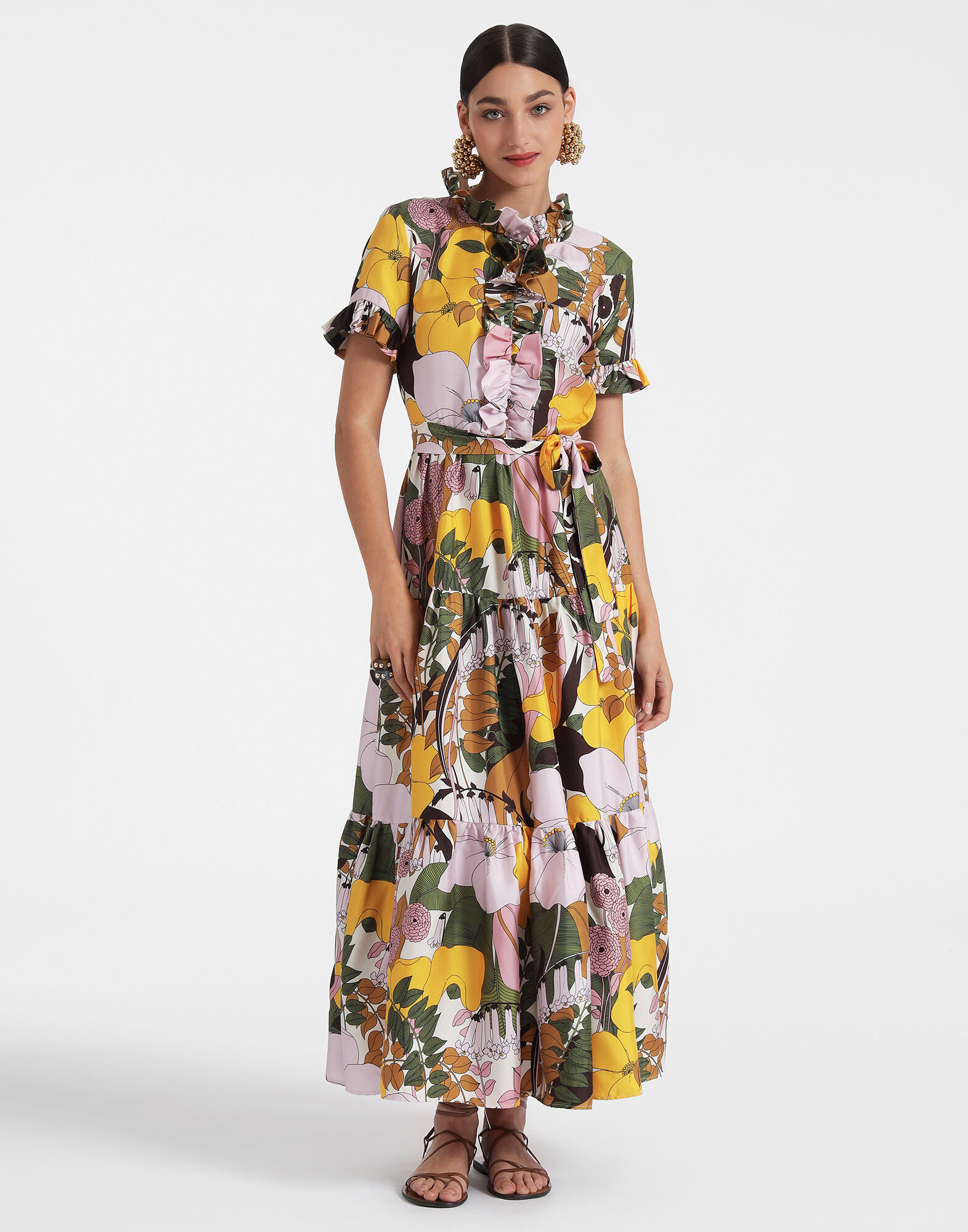 La DoubleJ Long And Sassy Dress Big Flower Rose DRE0017SIL001BFL03PI01